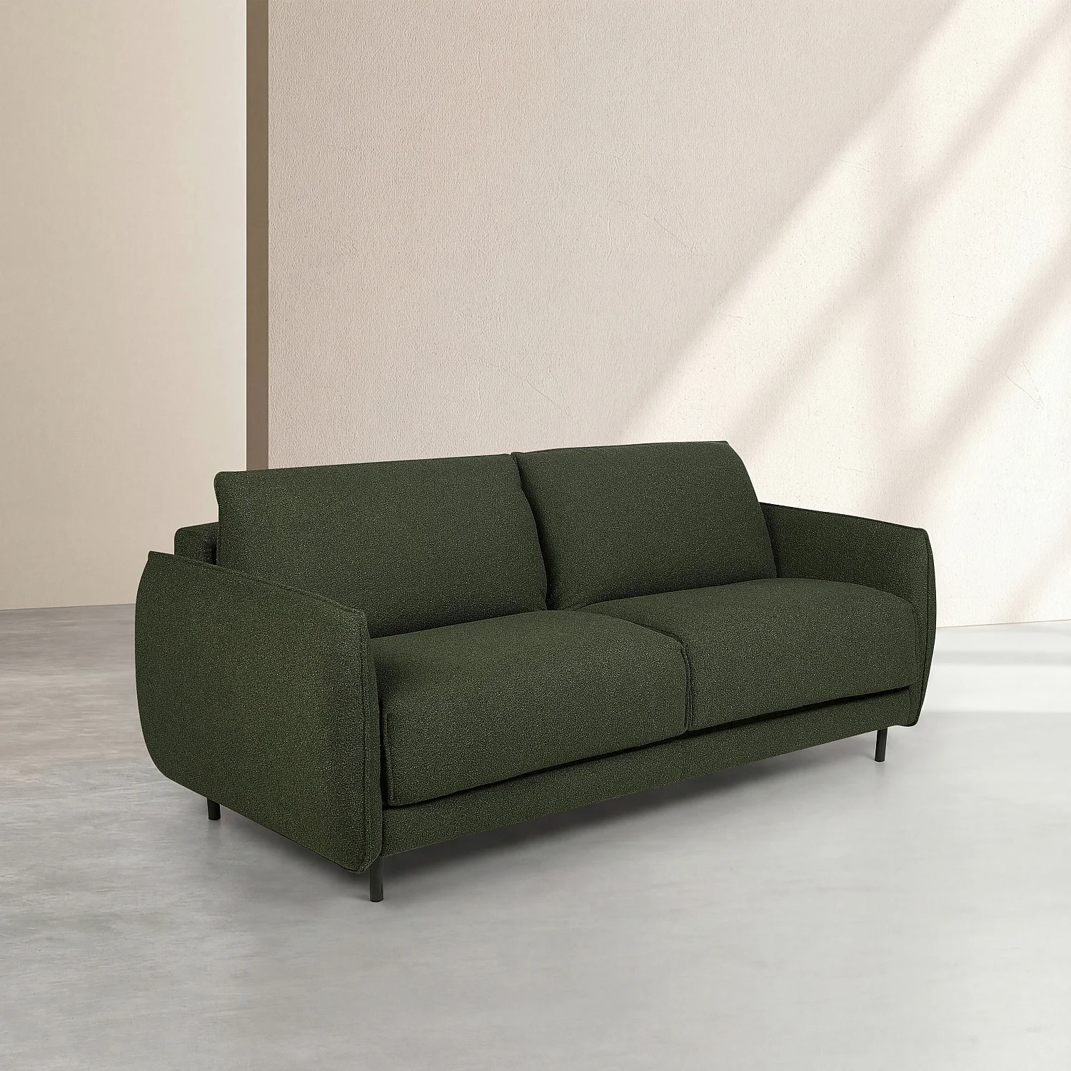 Sofá-cama de 3 lugares - Colchão de 160 cm - Espuma de 13 cm - Tecido Tolfa Verde cáqui - 3