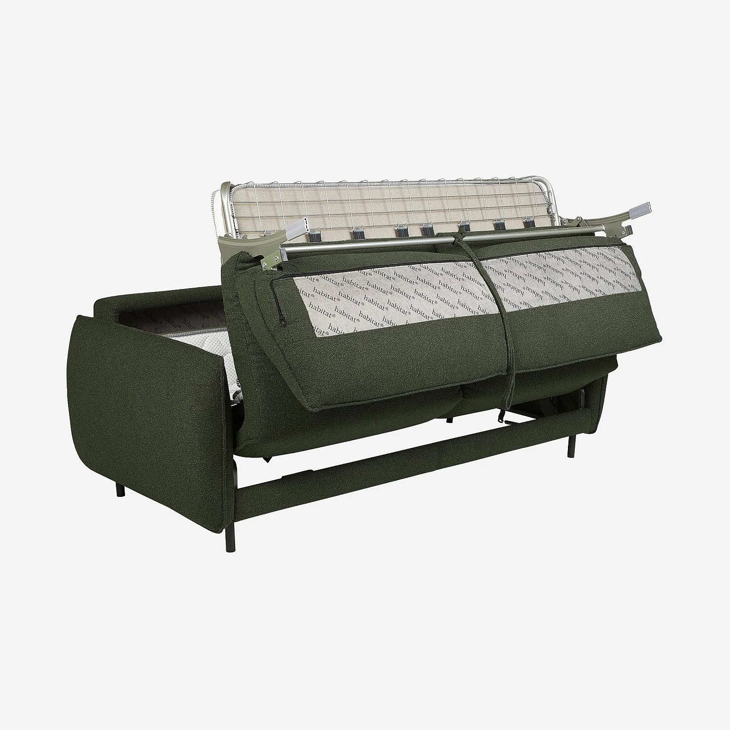 Canapé convertible 3 places - Couchage 160 cm - Matelas en mousse 13 cm - Tissu Tolfa Vert kaki - 8