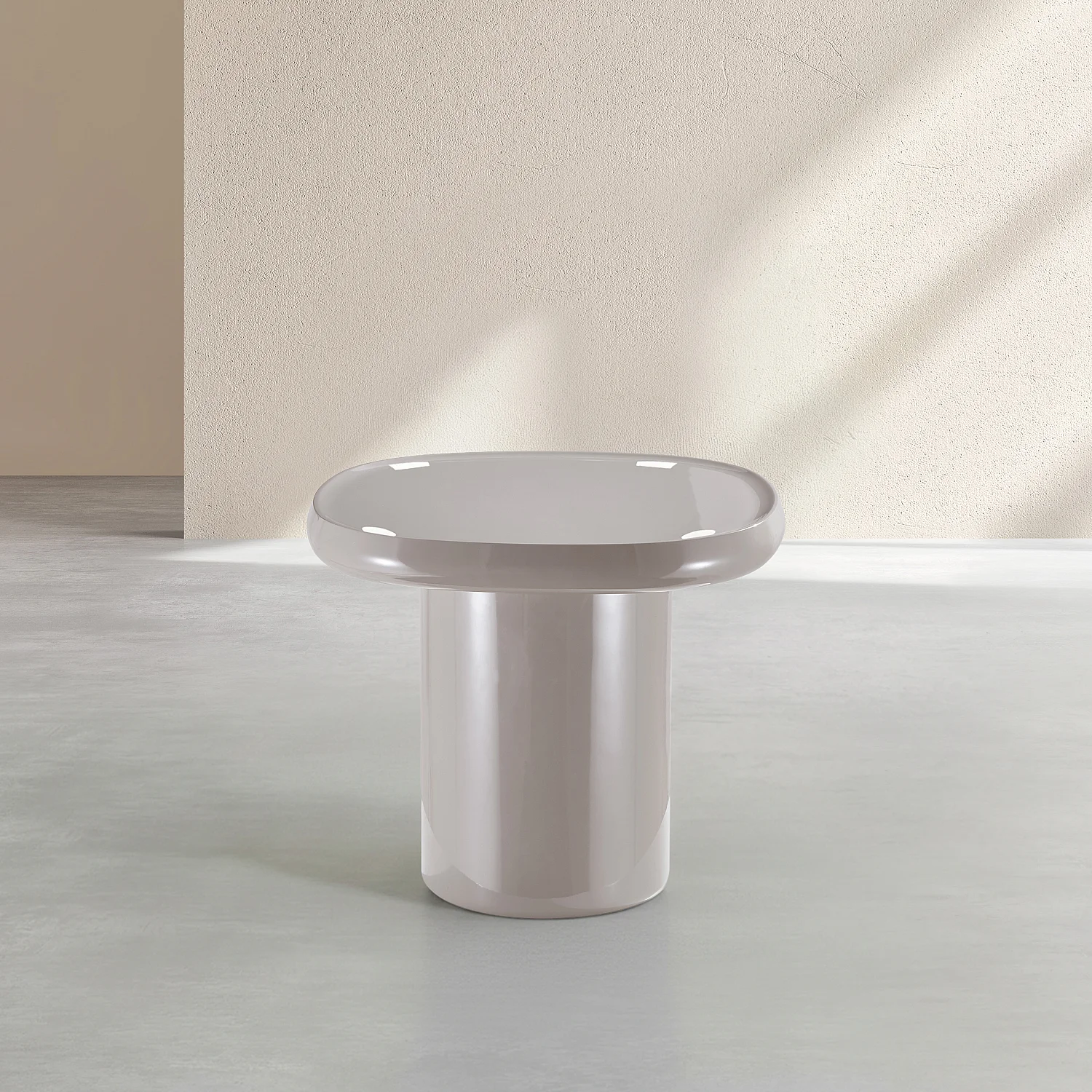 Kvadratisk lakeret sidebord - Taupe - 3