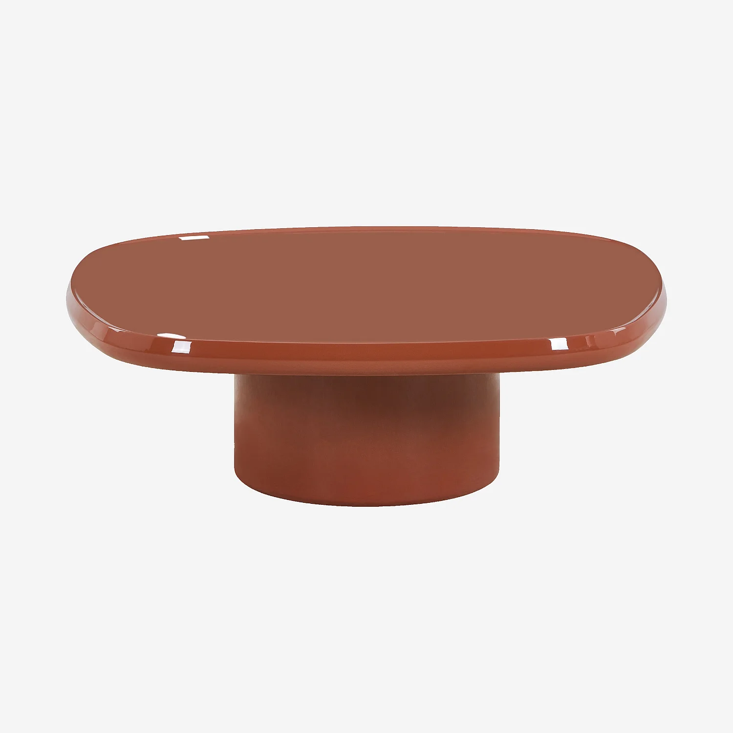 Table basse carrée laquée - Orange brique - 1