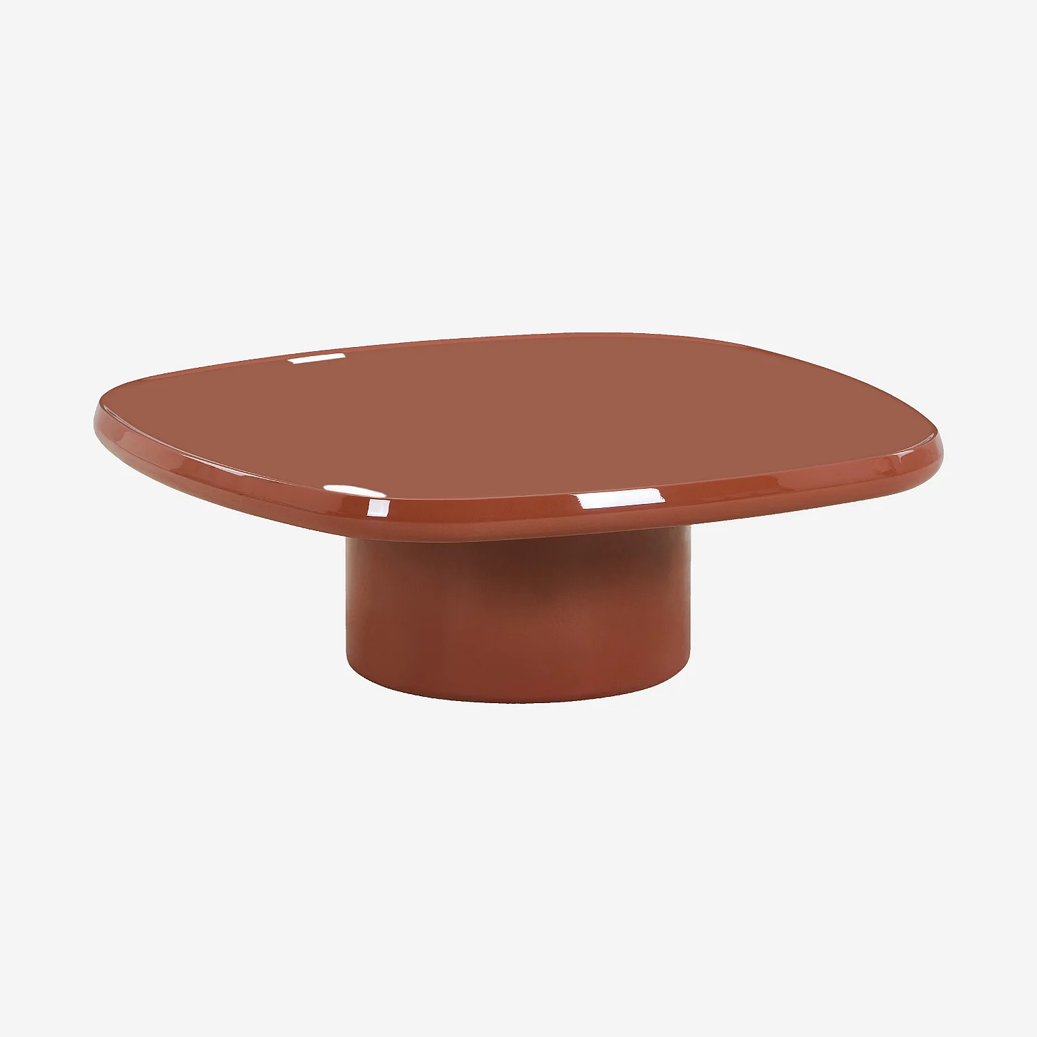 Table basse carrée laquée - Orange brique - 3