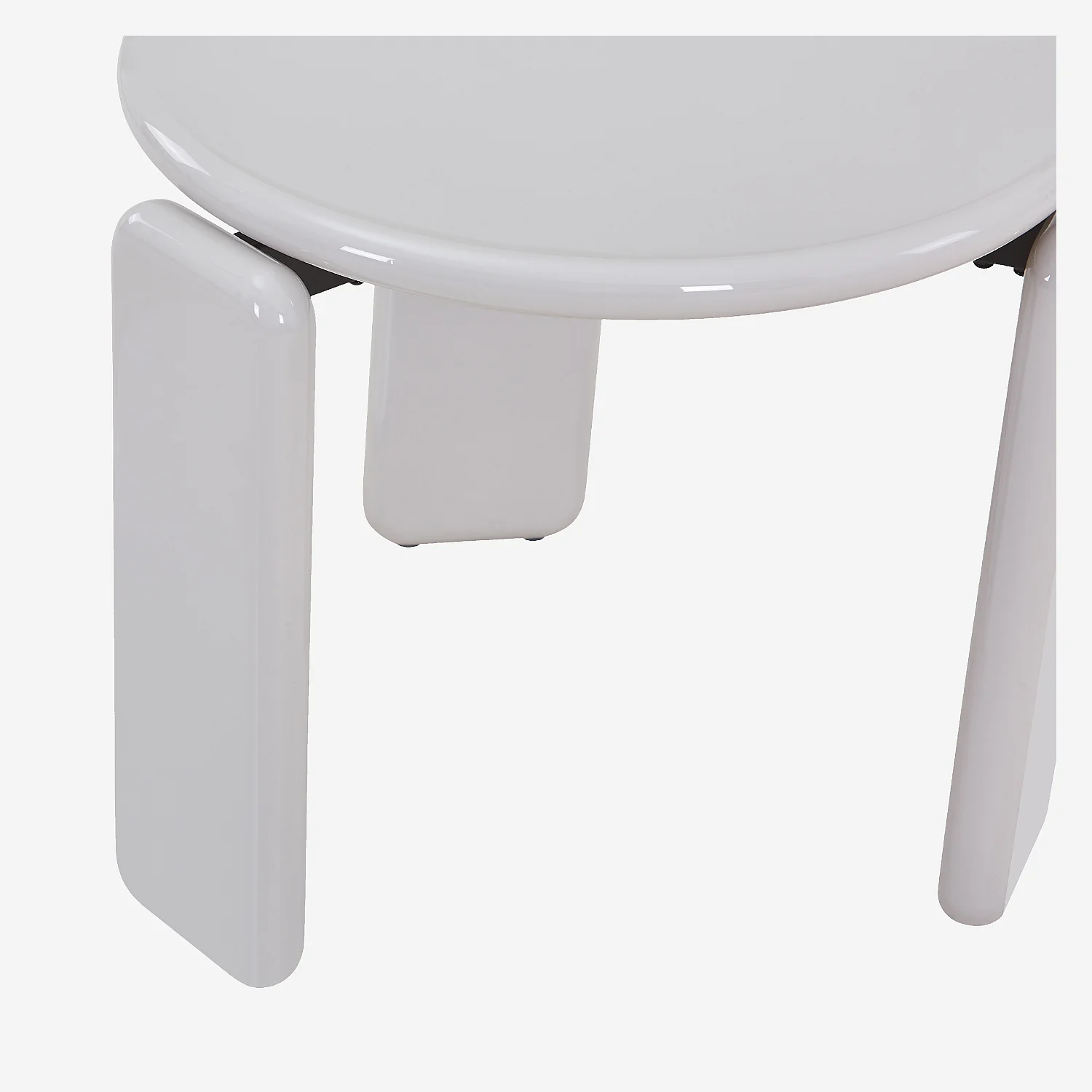 Table d'appoint ronde laquée - Beige - 5