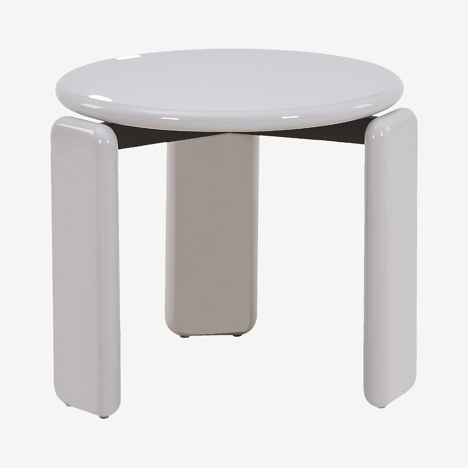 Table d'appoint ronde laquée - Beige - 3