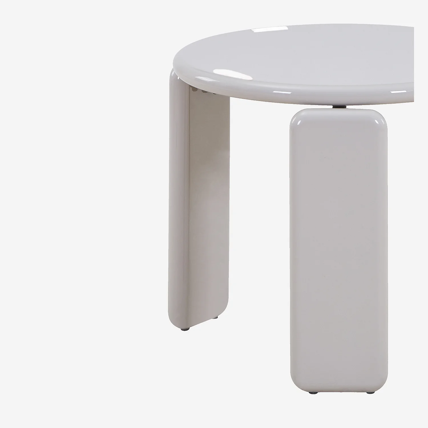 Table d'appoint ronde laquée - Beige - 2