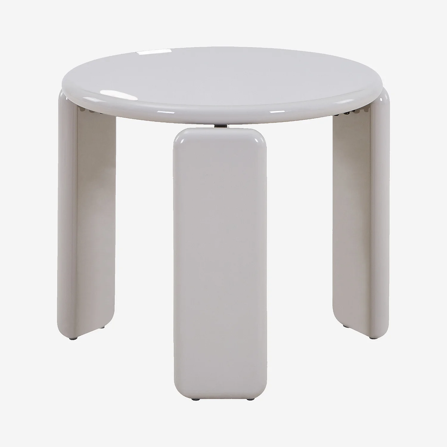Table d'appoint ronde laquée - Beige - 1