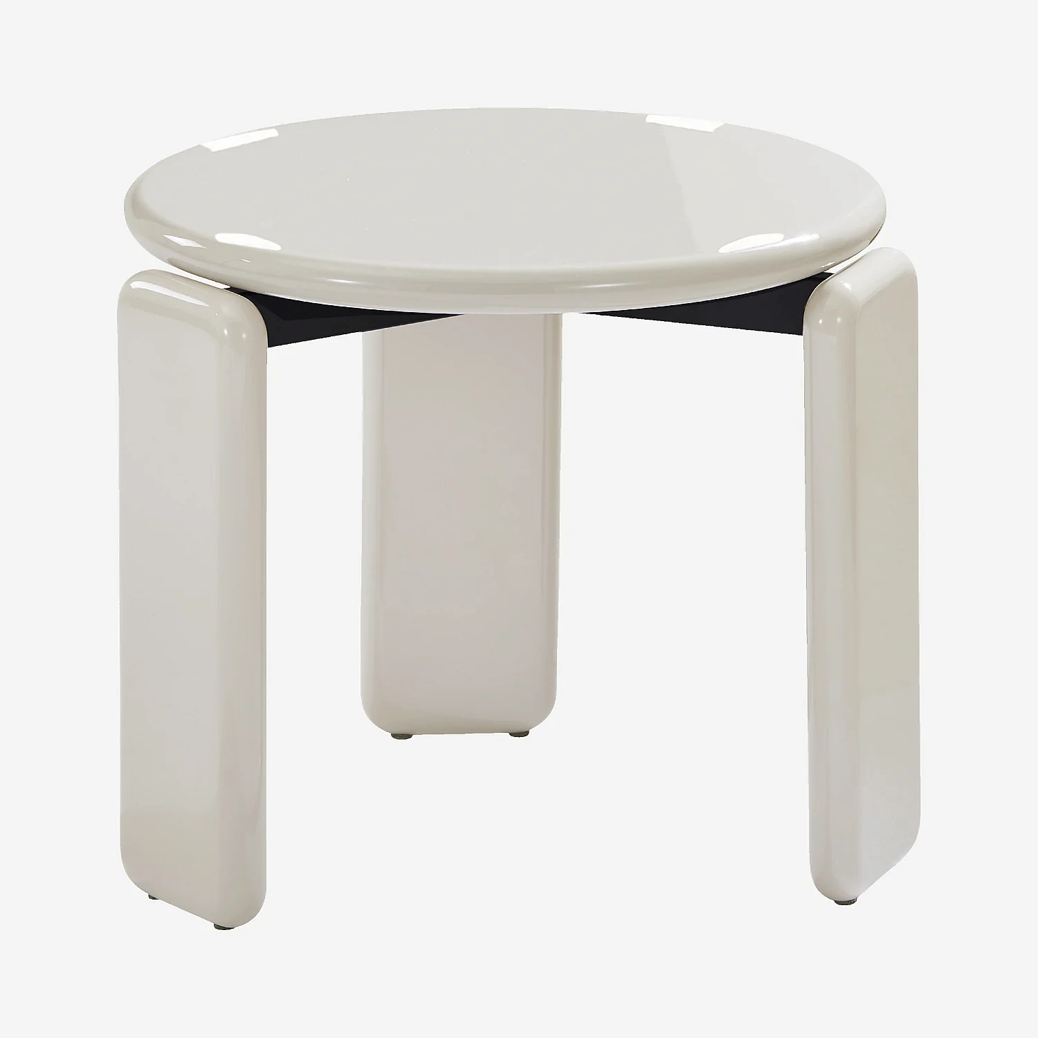 Table d'appoint ronde laquée - Beige - 3