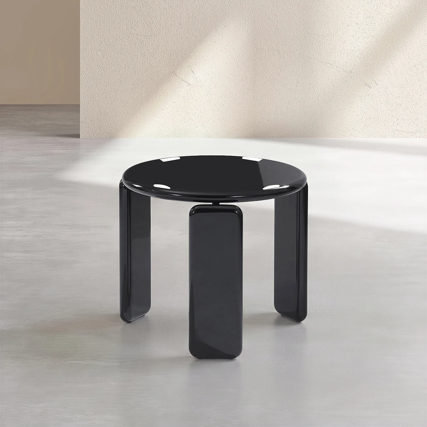 Rund lakeret sidebord - Sort - 3