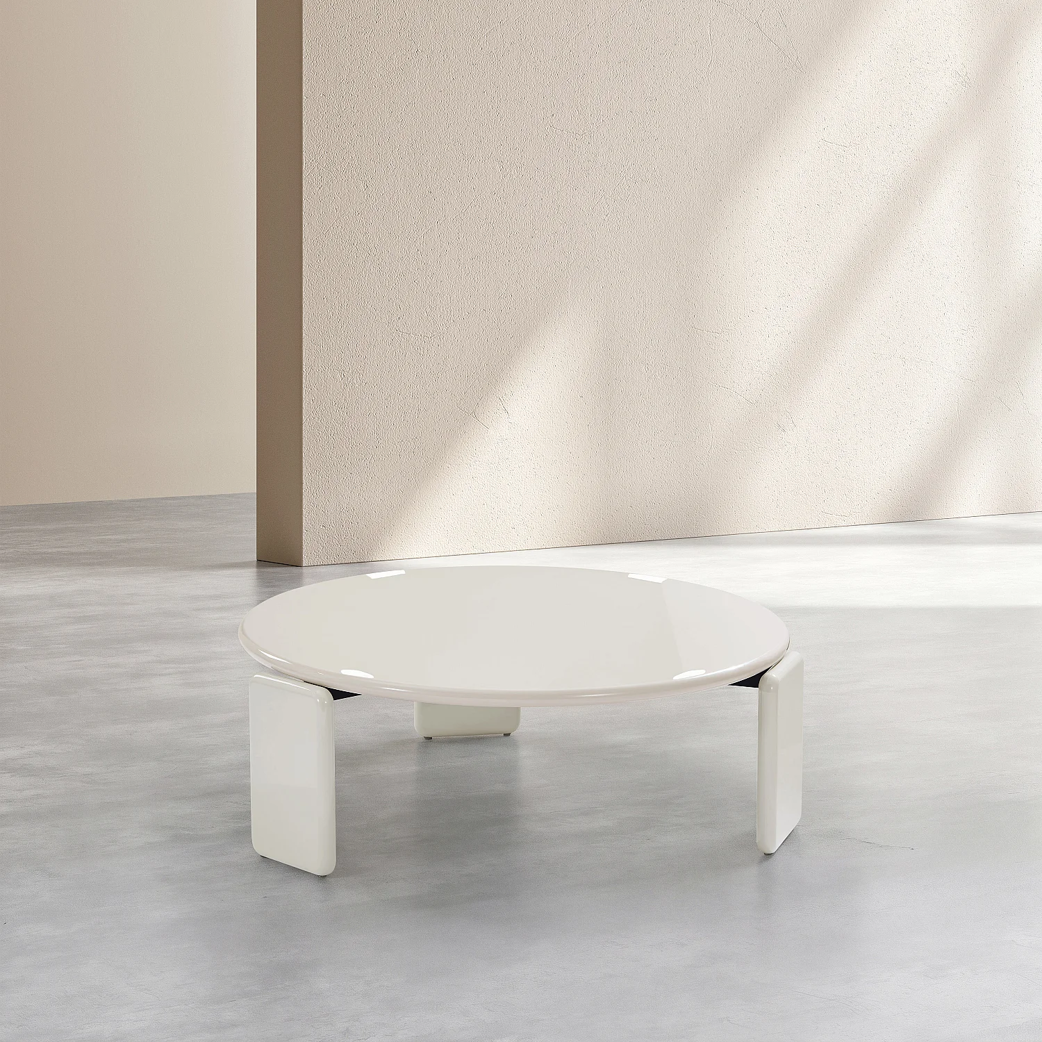 Rund lakeret sofabord - Beige - 3