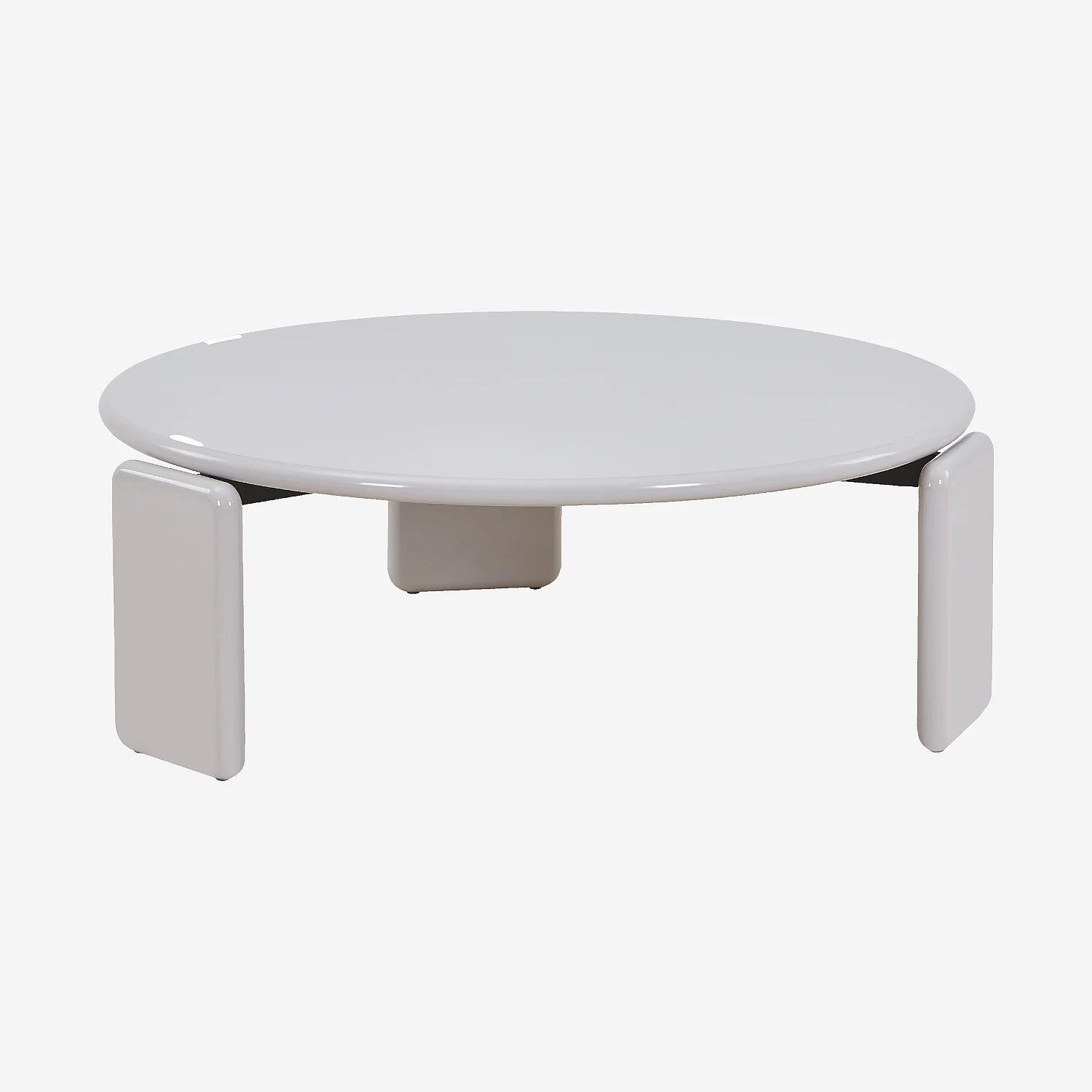 Table basse ronde laquée - Beige - 3