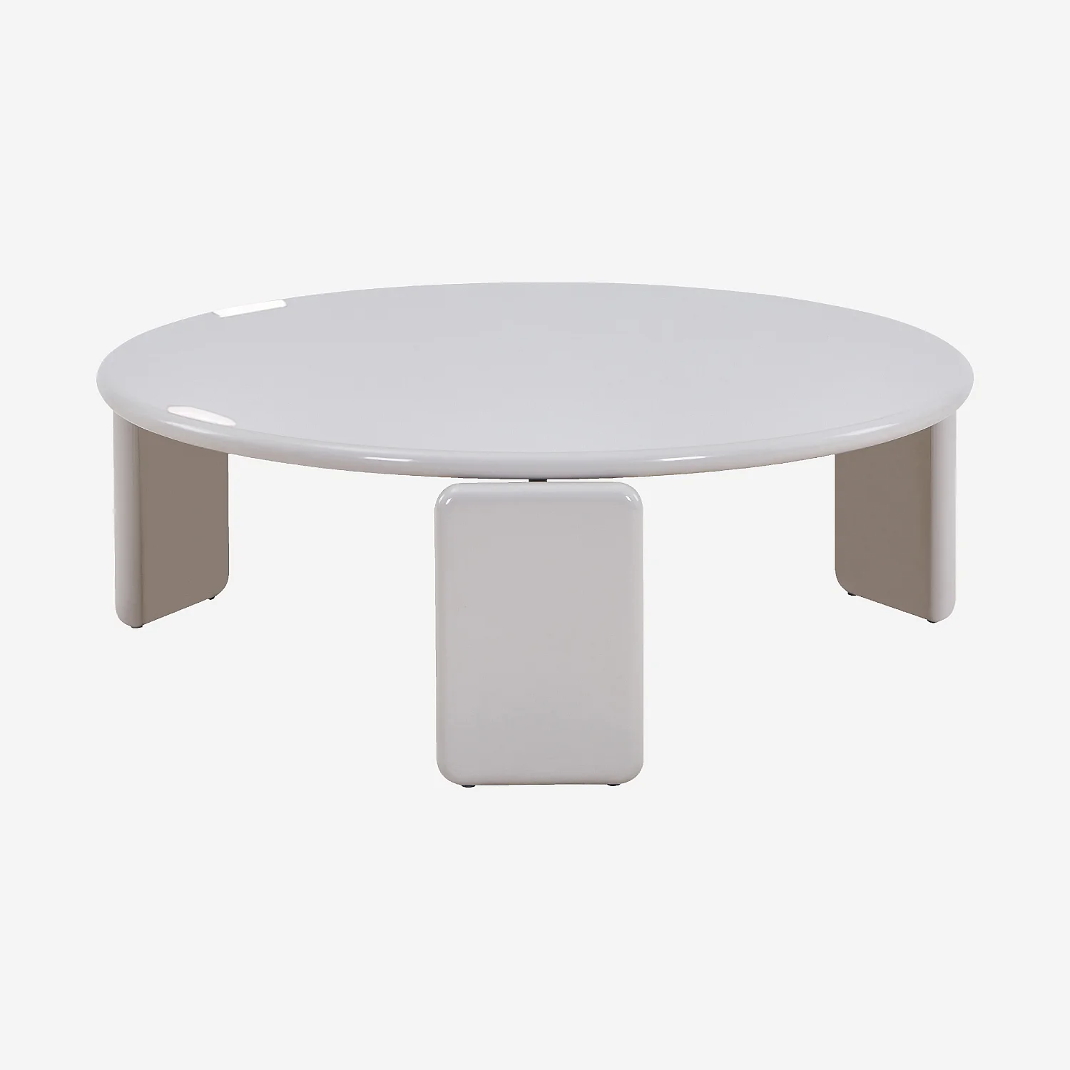 Table basse ronde laquée - Beige - 1