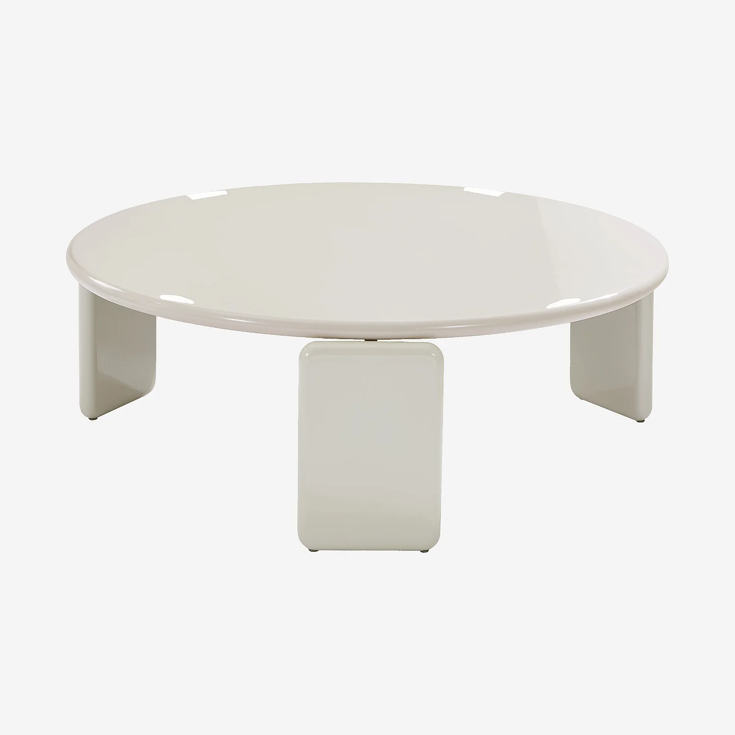 Table basse ronde laquée - Beige - 1