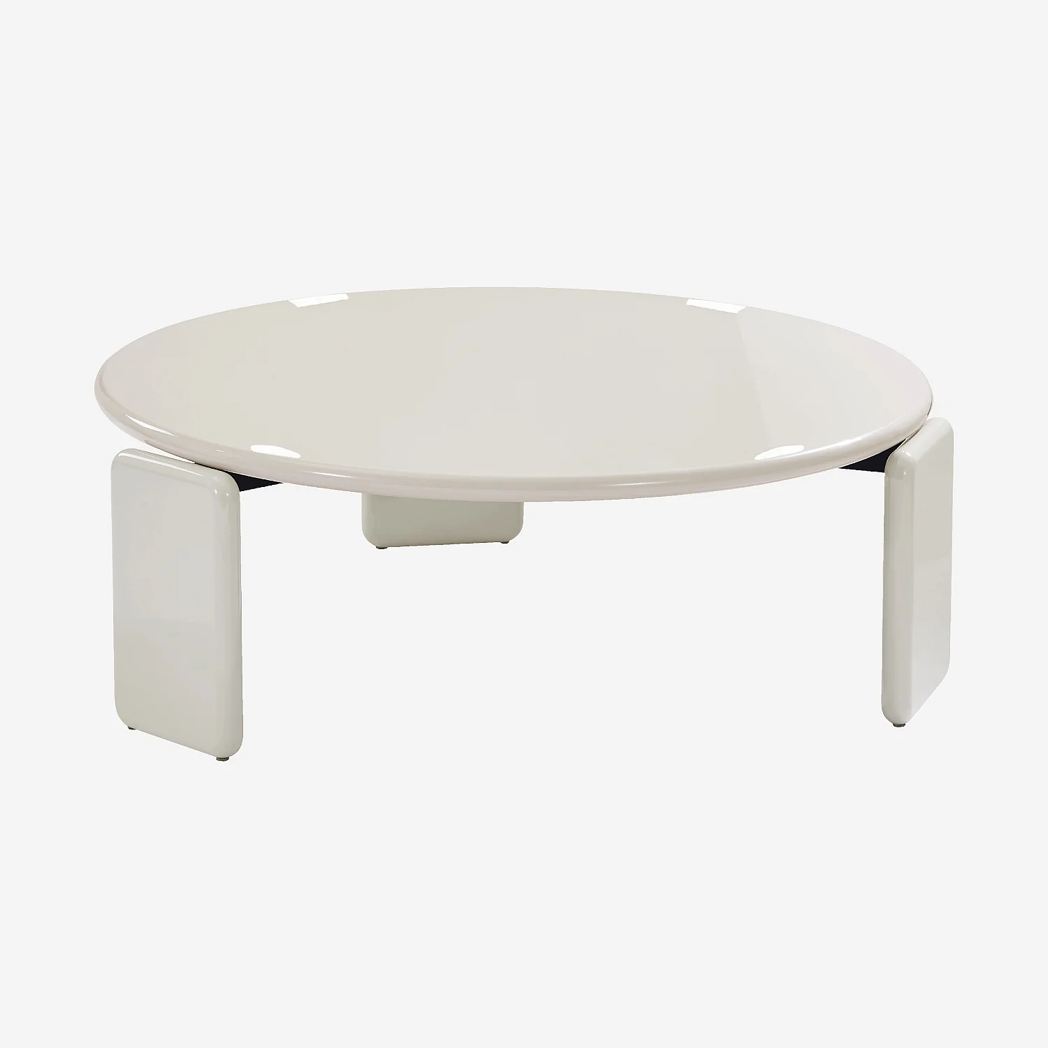 Table basse ronde laquée - Beige - 3