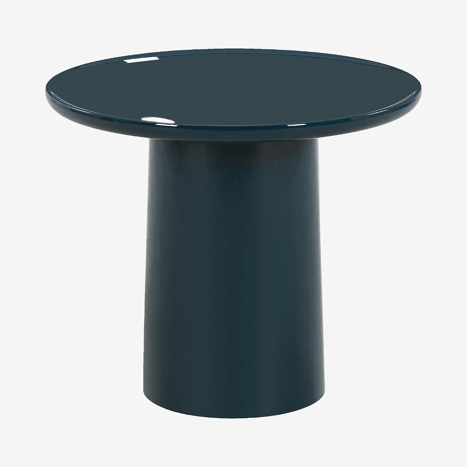 Table d'appoint ronde laquée - Bleu canard - 1