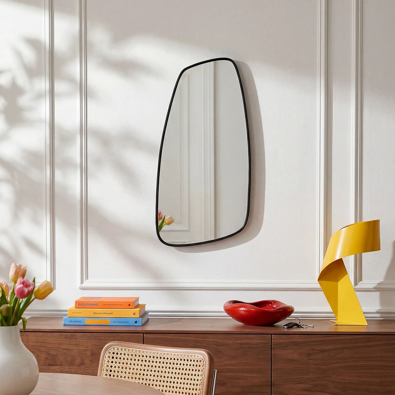 Specchio asimmetrico in alluminio - 34 x 68 cm - Nero opaco - 1