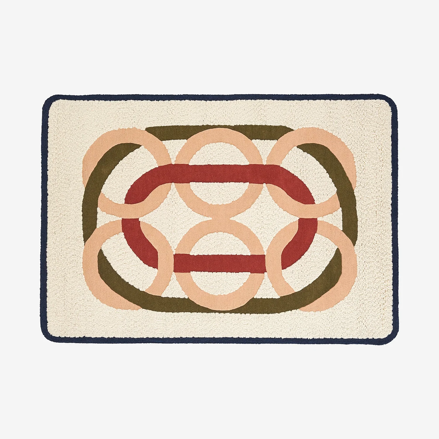 Tapis tufté en laine et bouclette - 160 x 230 cm  - Ecru et Corail clair - Design by Floriane Jacques - 2