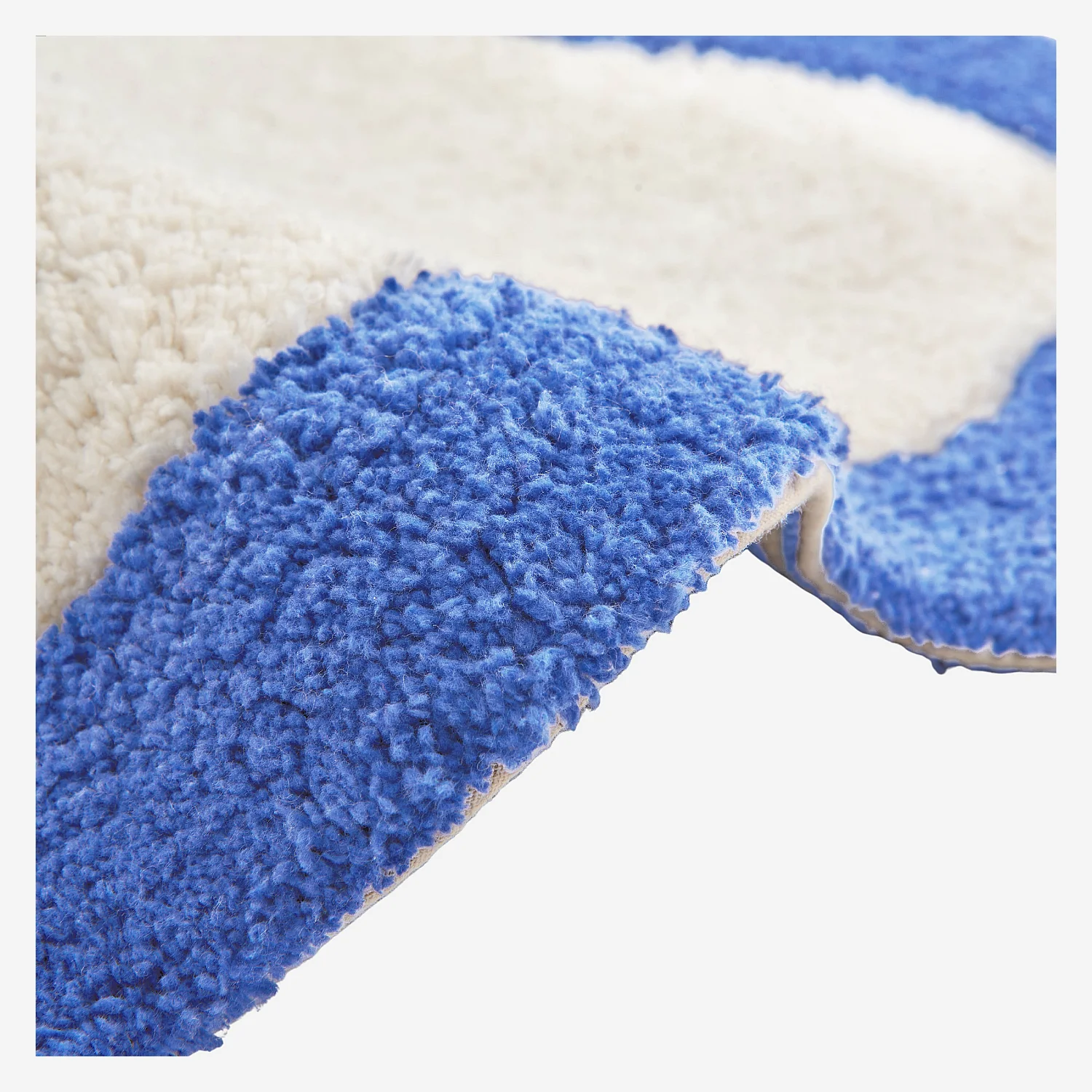 Tapis de bain festonné en coton naturel - 1200 g/m² - 50 x 80 cm - Bleu azur - 3
