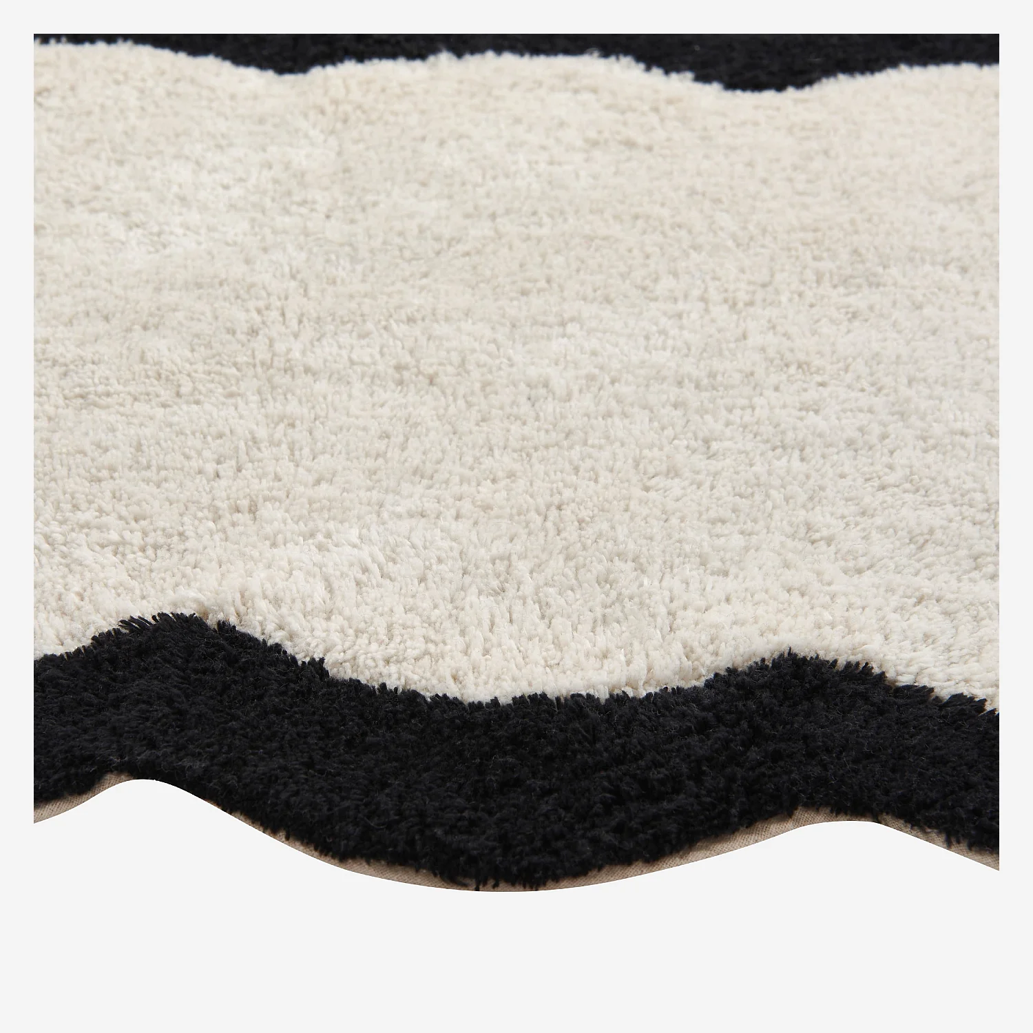 Tapis de bain festonné en coton naturel - 1200 g/m² -  50 x 80 cm - Noir - 5