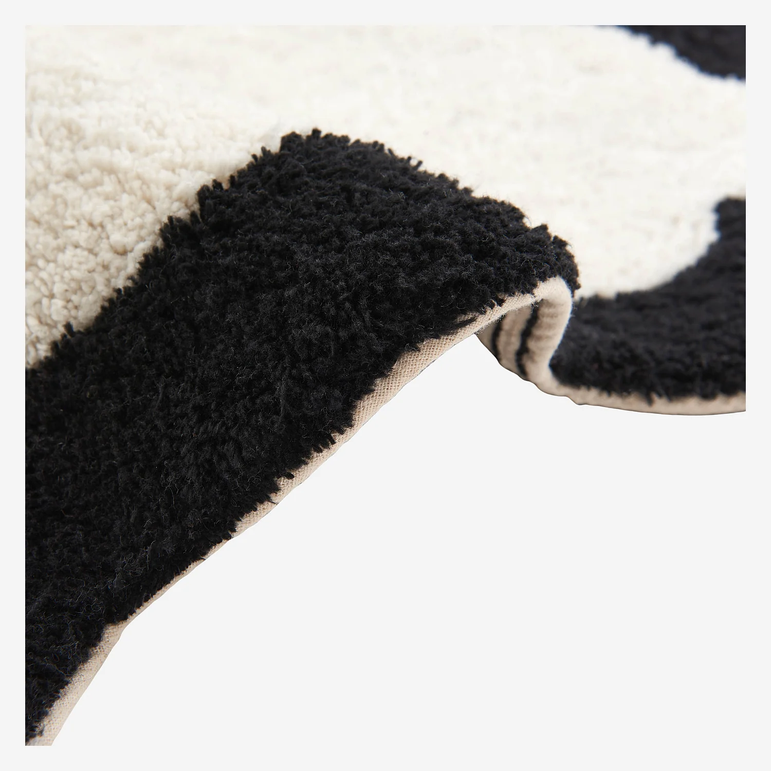 Tapis de bain festonné en coton naturel - 1200 g/m² -  50 x 80 cm - Noir - 3