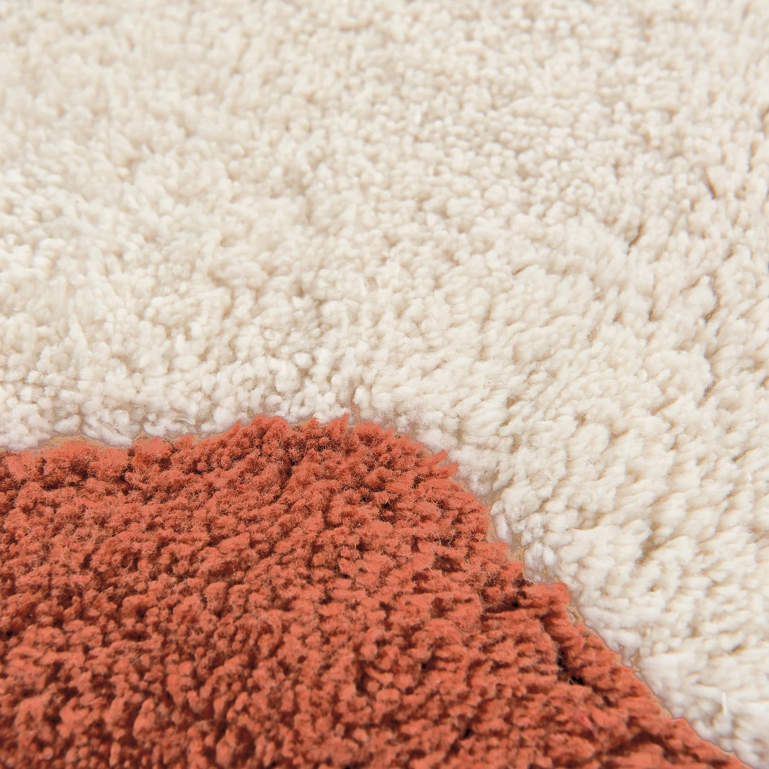 Tapis de bain festonné en coton naturel - 1200 g/m² - 50 x 80 cm - Terracotta - 4