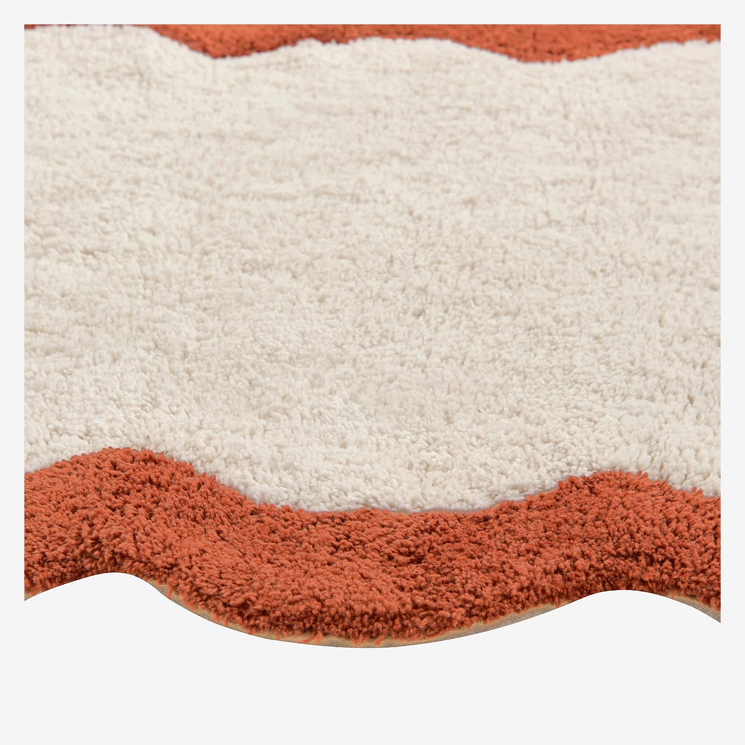 Tapis de bain festonné en coton naturel - 1200 g/m² - 50 x 80 cm - Terracotta - 5