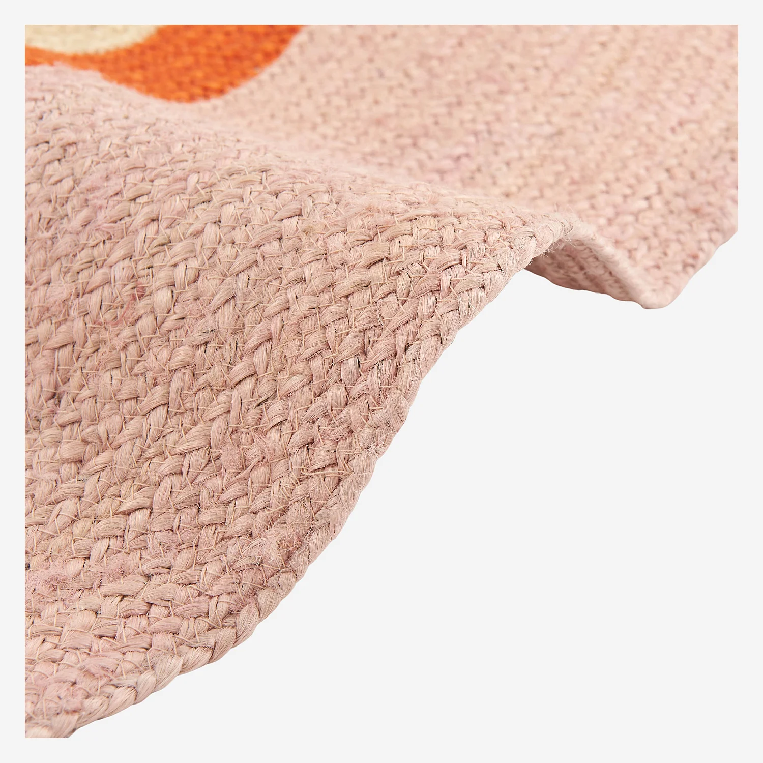 Tapis d'extérieur rond en jute déperlant - 150 cm - Naturel et Orange - Design by Floriane Jacques - 4