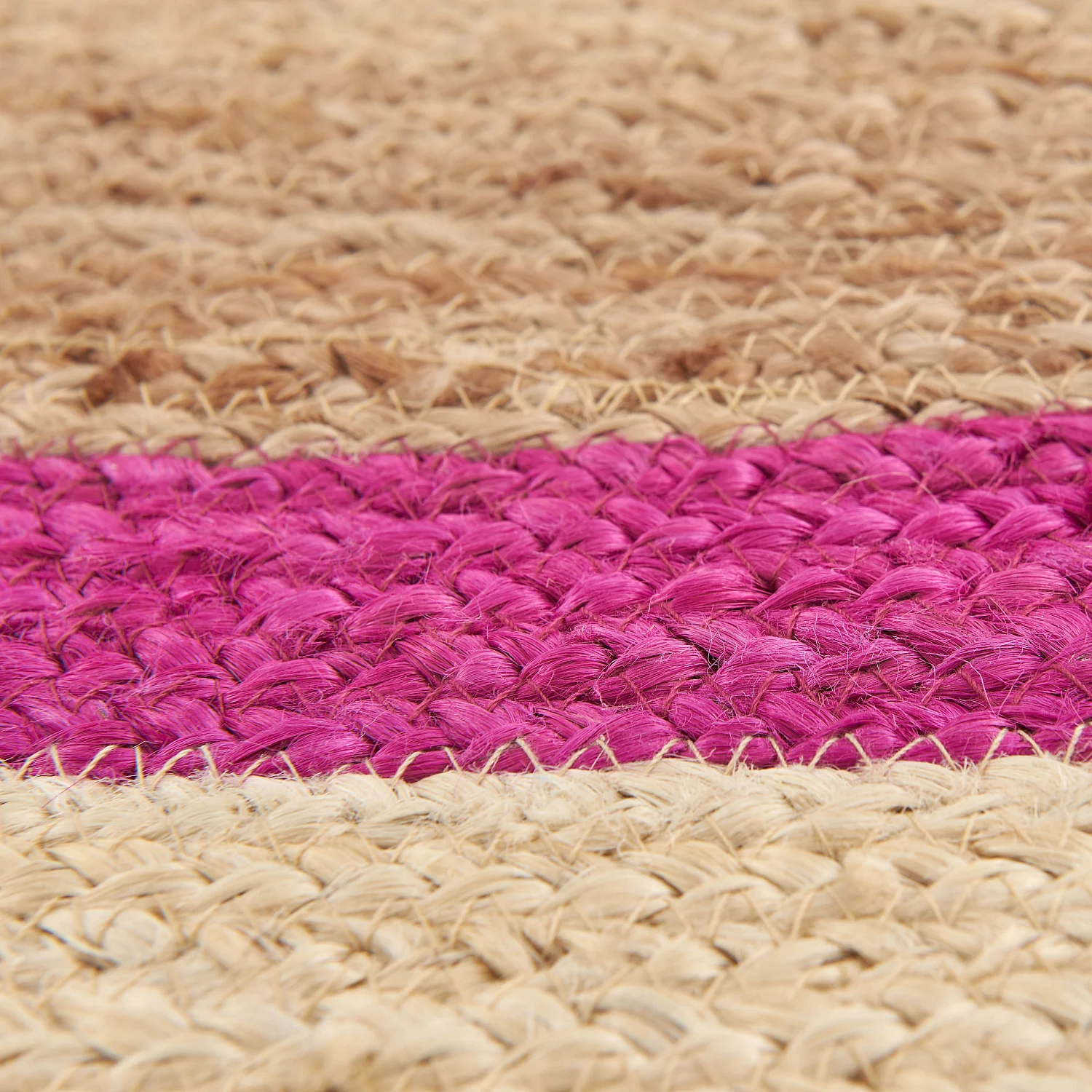 Tapis d'extérieur rond en jute déperlant - 200 cm - Naturel et Fuchsia - Design by Floriane Jacques - 5