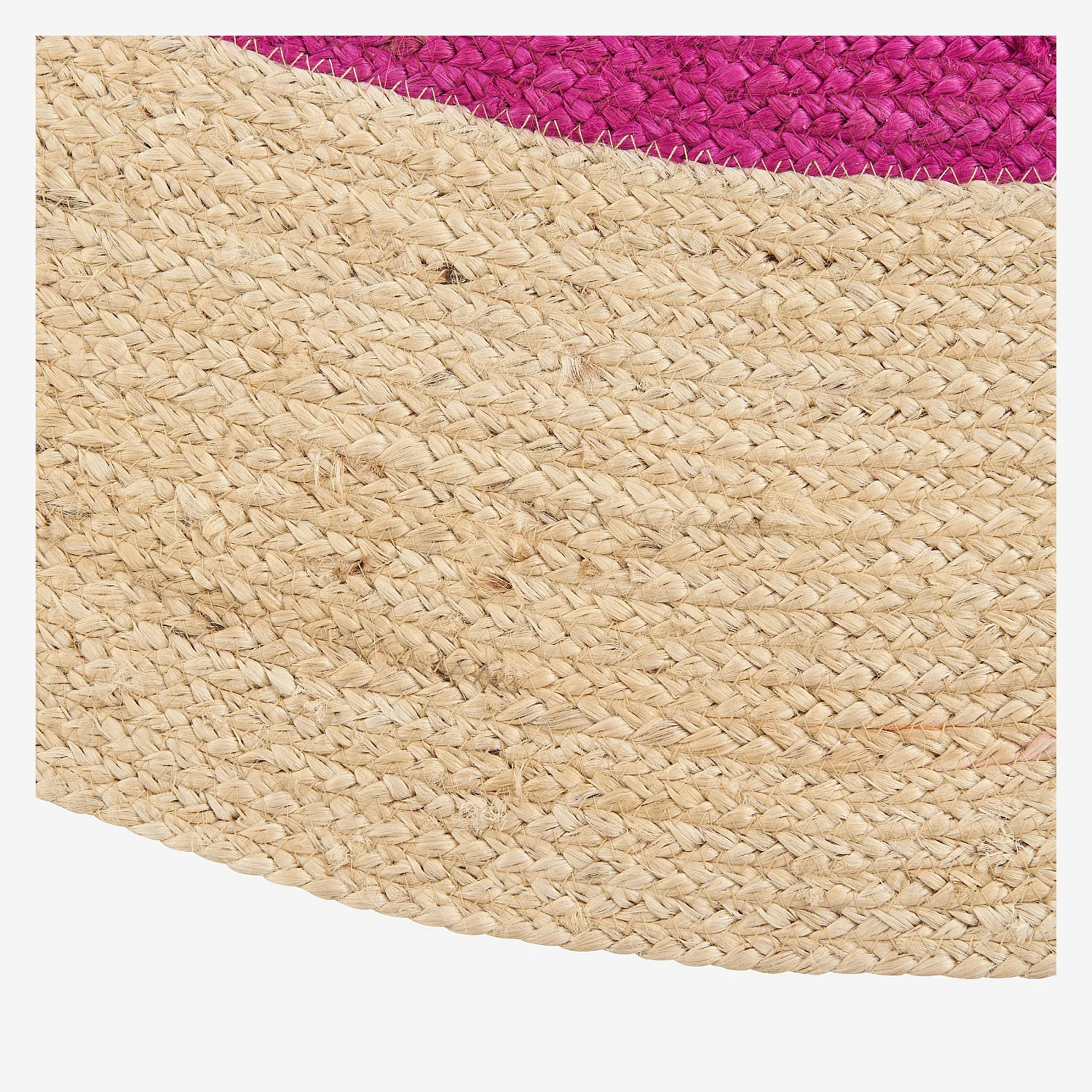 Tapis d'extérieur rond en jute déperlant - 200 cm - Naturel et Fuchsia - Design by Floriane Jacques - 7