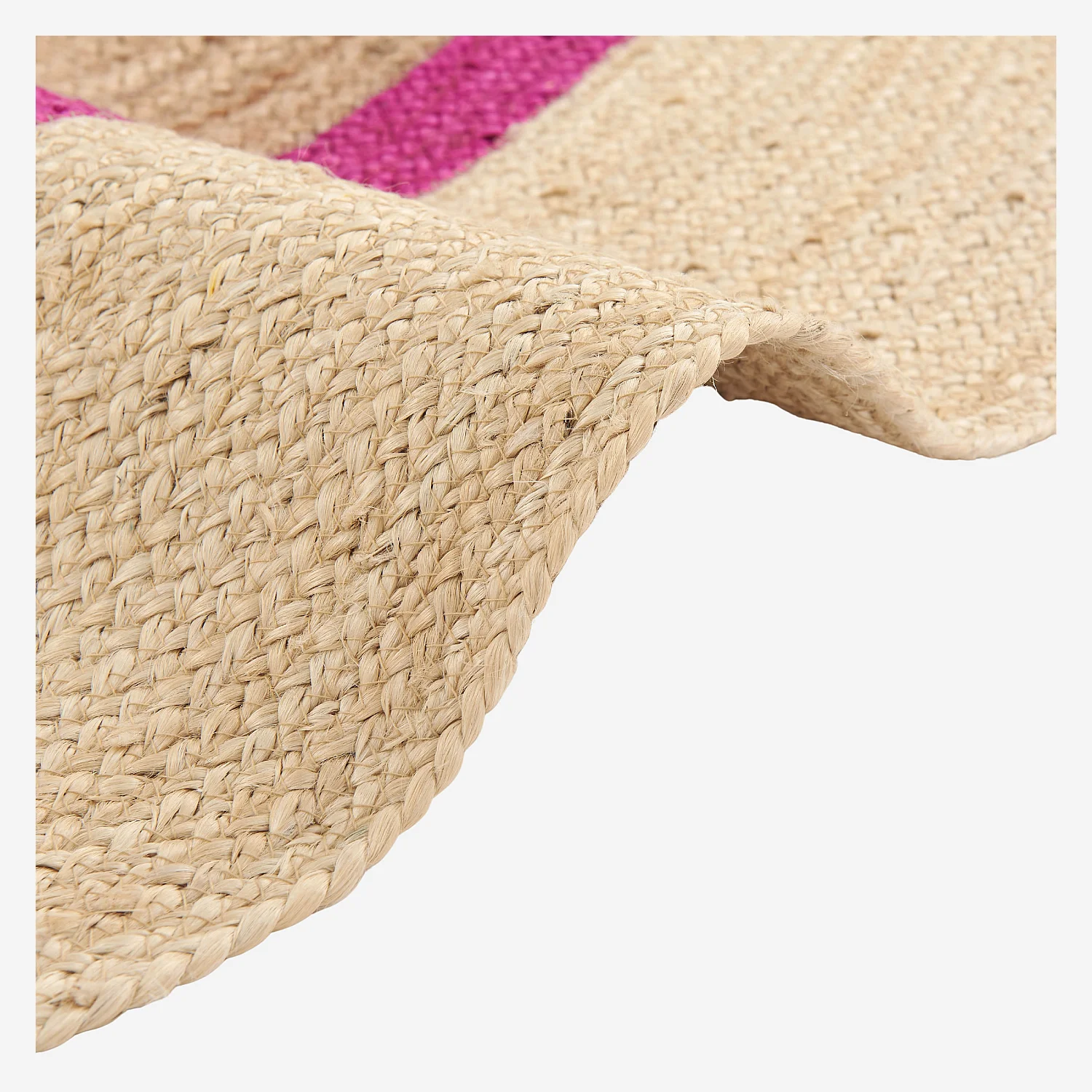 Tapis d'extérieur rond en jute déperlant - 200 cm - Naturel et Fuchsia - Design by Floriane Jacques - 4