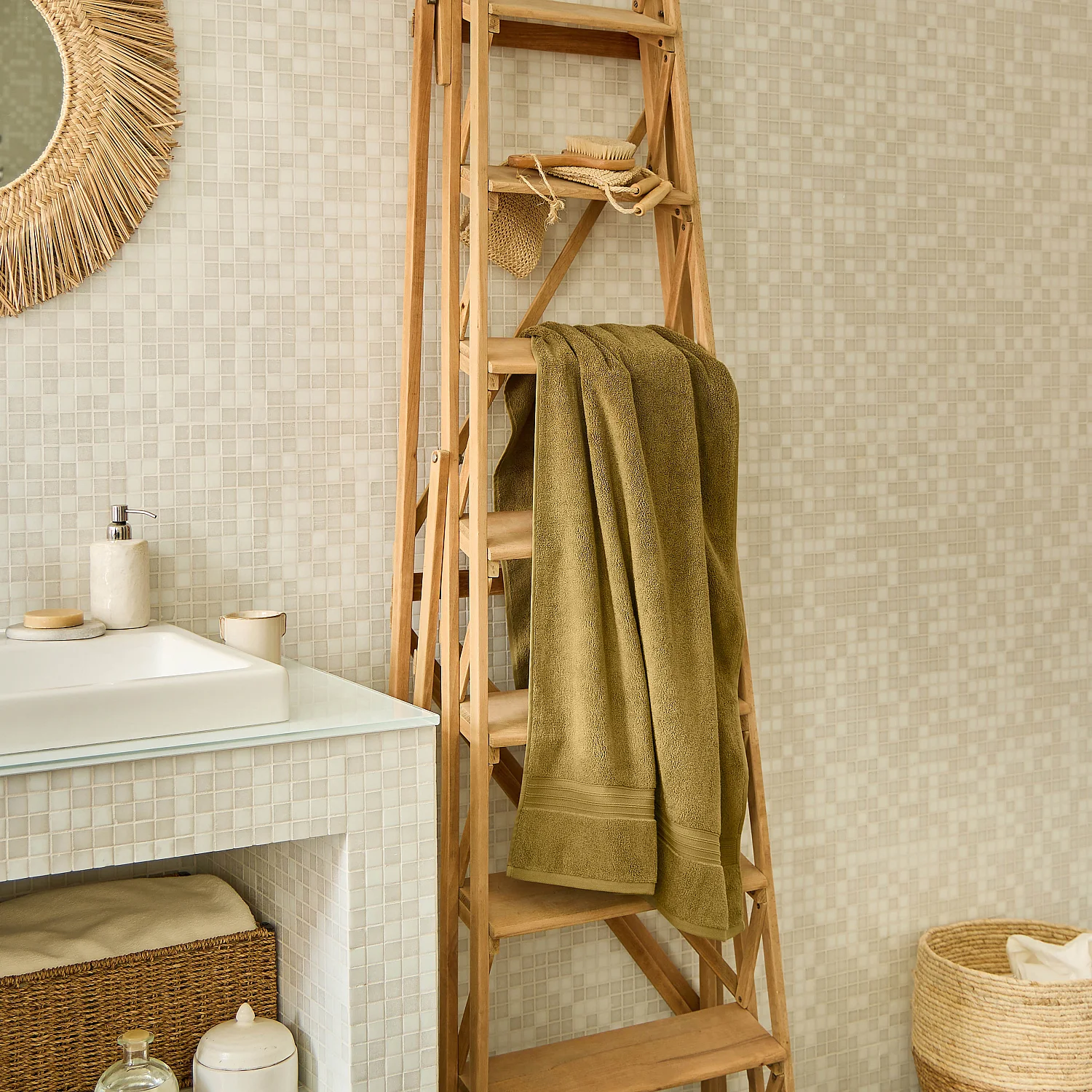 Serviette de bain en coton naturel - 650 g/m² - 70 x 140 cm - Bronze - 1