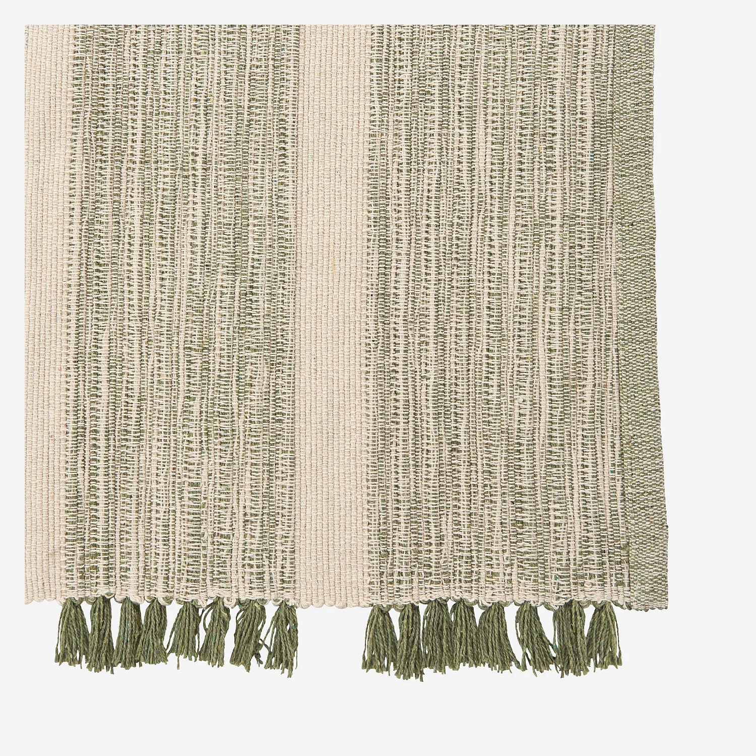 Tapis tissé en coton recyclé - 160 x 230 cm - Motifs à rayures - Anis - 5