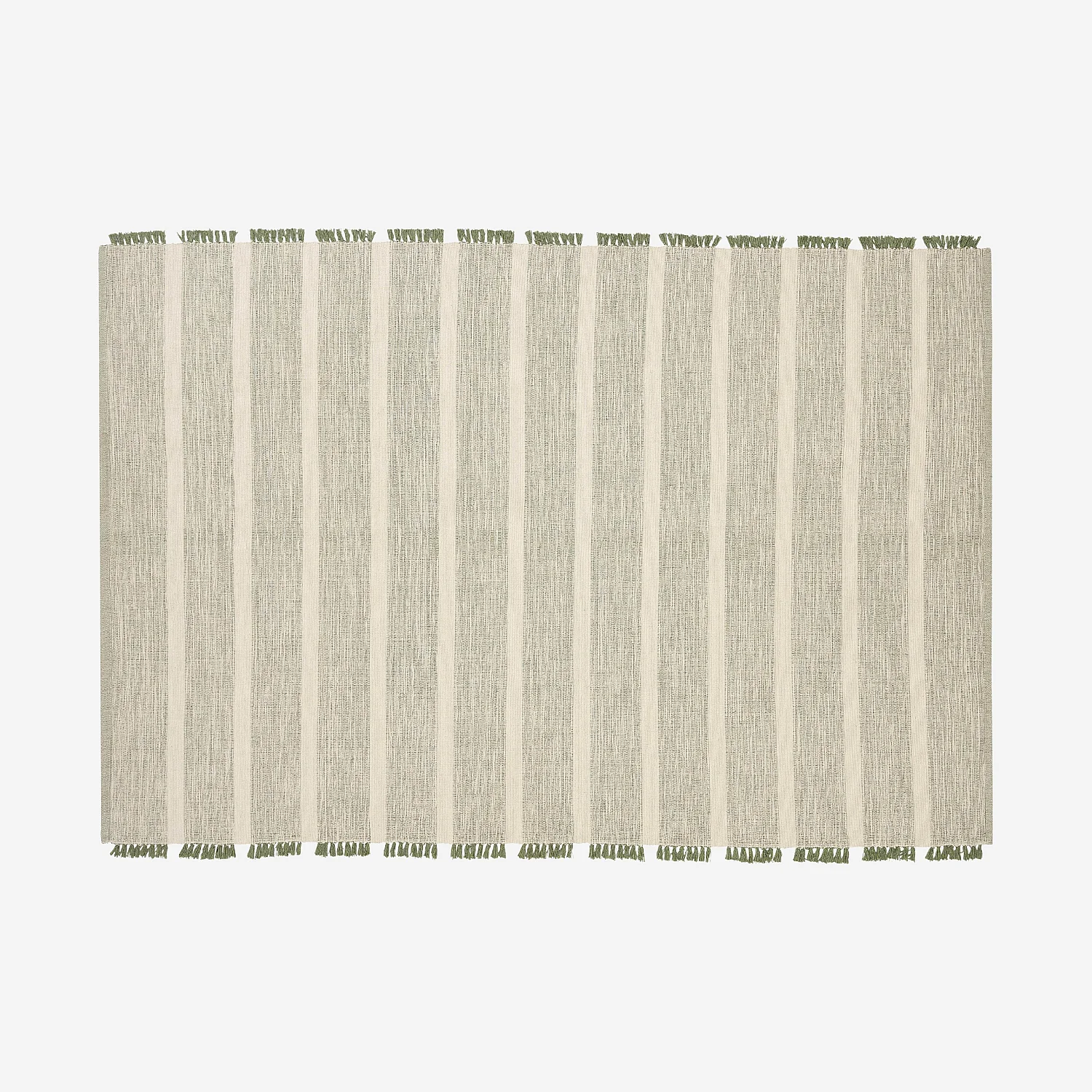 Tapis tissé en coton recyclé - 160 x 230 cm - Motifs à rayures - Anis - 2