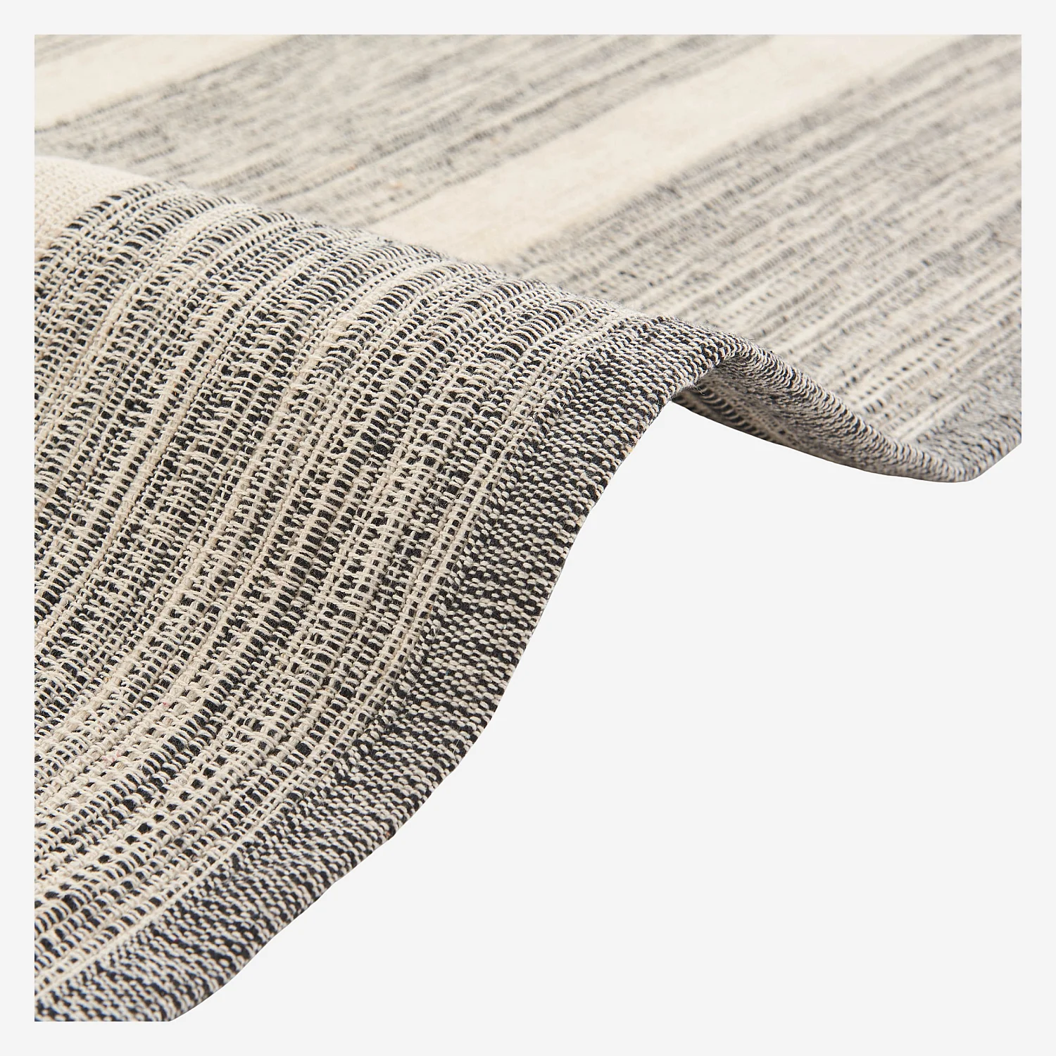 Tapis tissé en coton recyclé - 160 x 230 cm - Motifs à rayures - Noir - 8