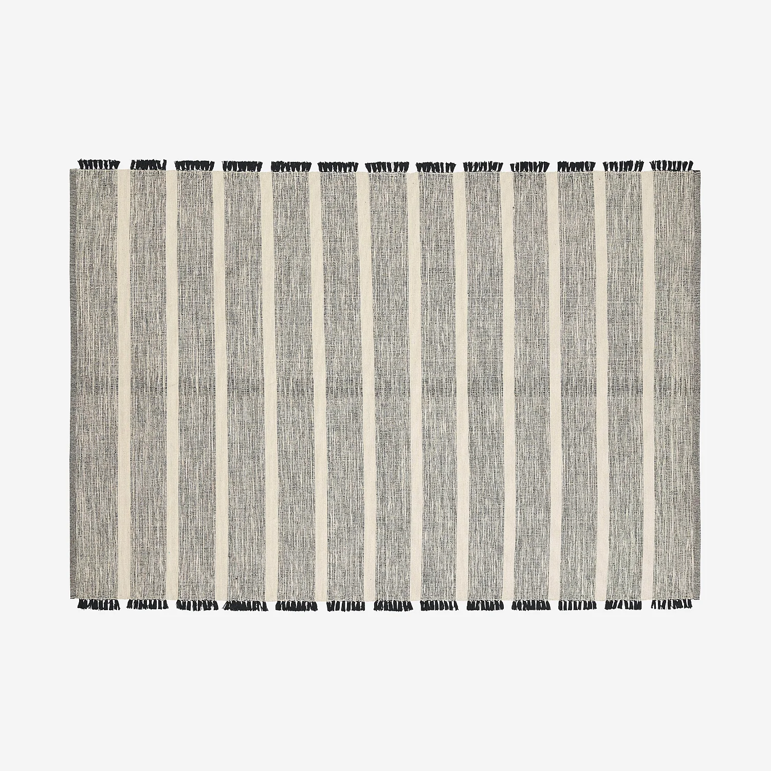 Tapis tissé en coton recyclé - 160 x 230 cm - Motifs à rayures - Noir - 2