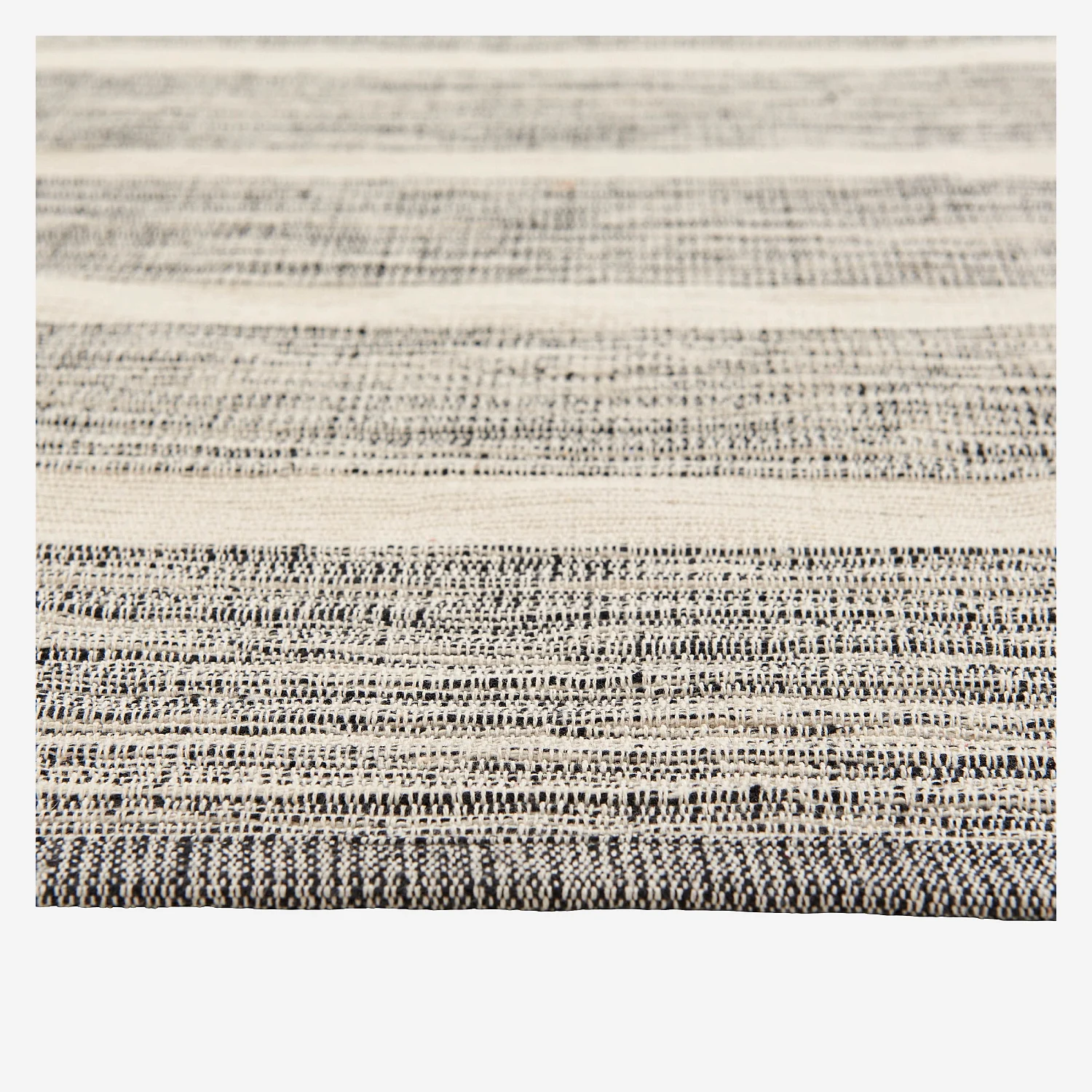 Tapis tissé en coton recyclé - 160 x 230 cm - Motifs à rayures - Noir - 7