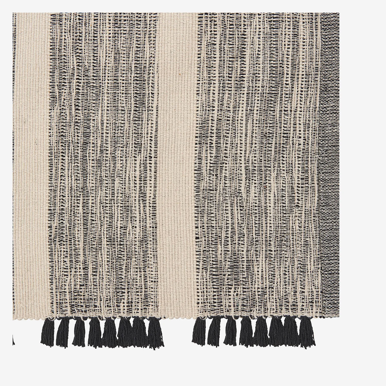 Tapis tissé en coton recyclé - 160 x 230 cm - Motifs à rayures - Noir - 5