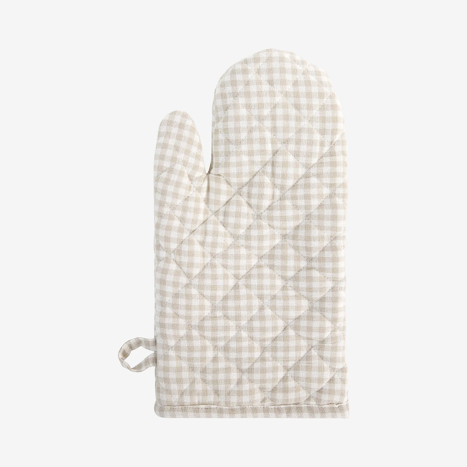 Gant de cuisine en coton vichy - 18 x 32 cm - Beige - 2