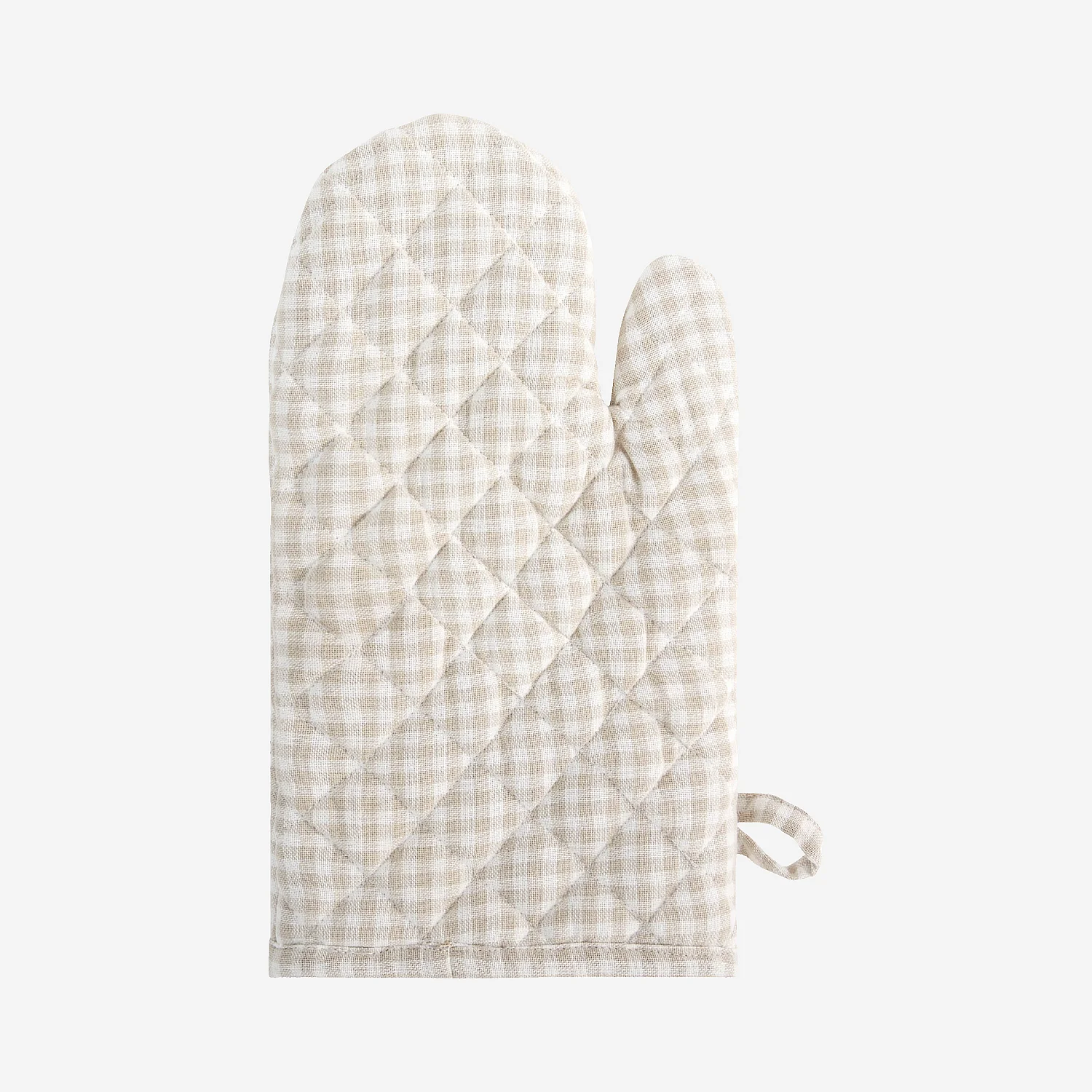 Gant de cuisine en coton vichy - 18 x 32 cm - Beige - 5