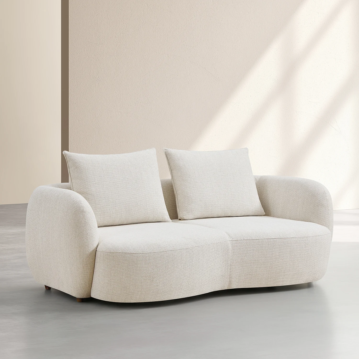 Canapé 2 places en tissu garni de plumes - Beige - 2