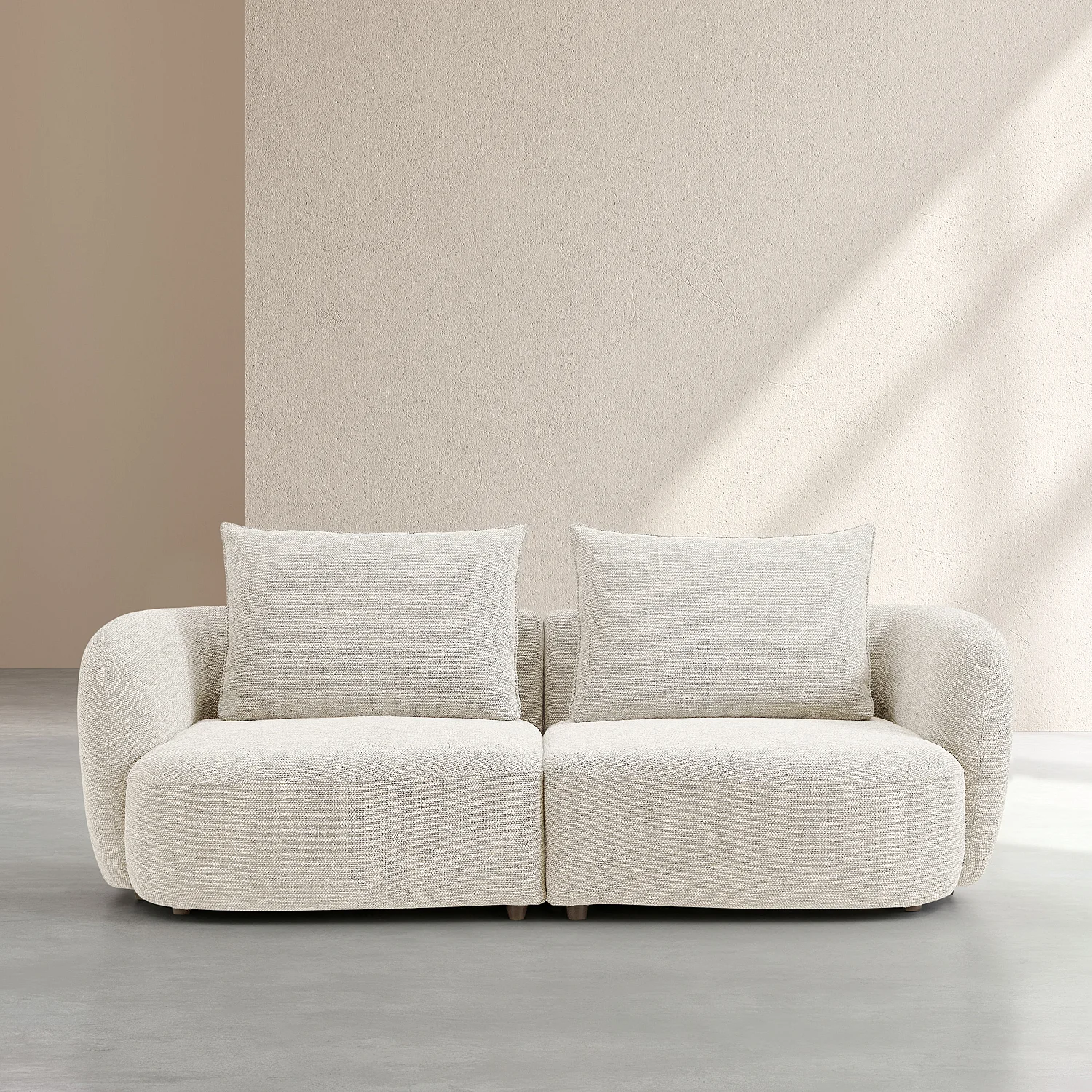 Canapé 3 places en tissu garni de plumes - Beige - 2