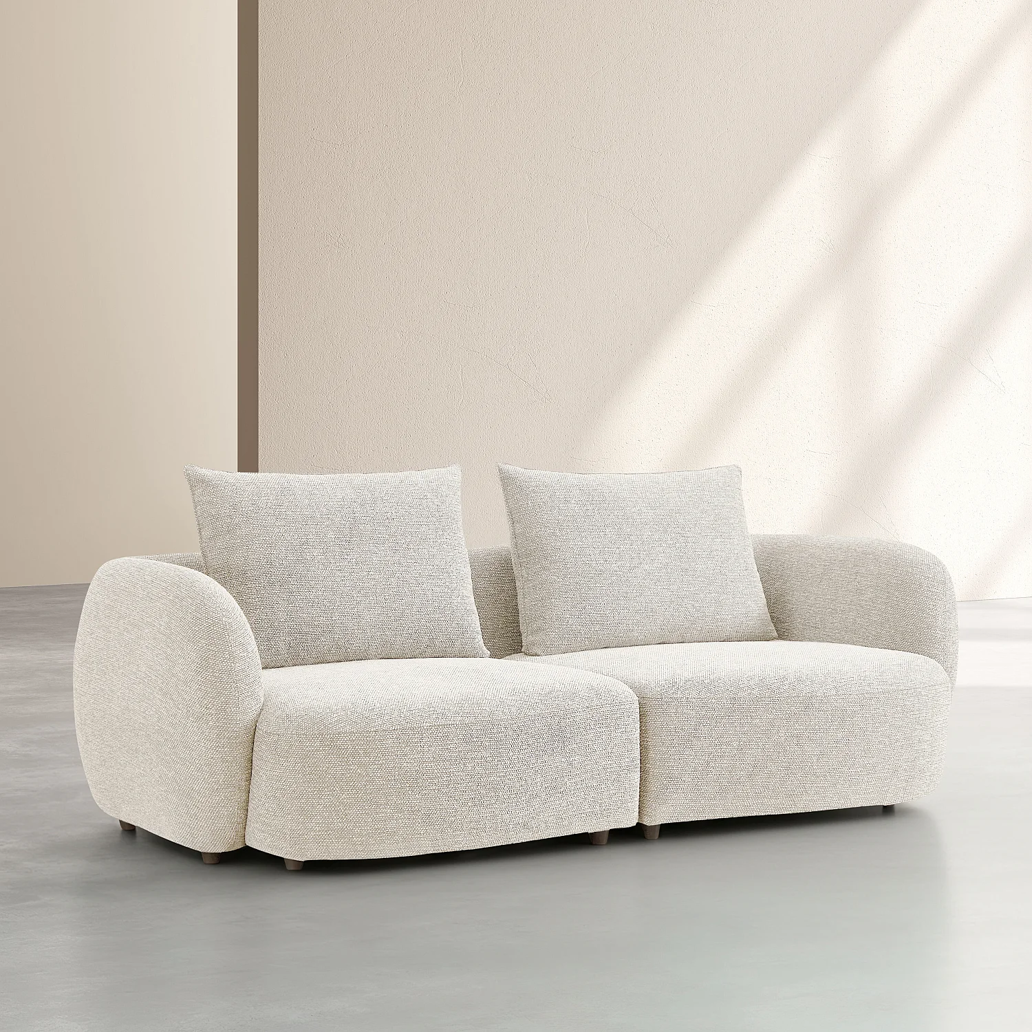 Canapé 3 places en tissu garni de plumes - Beige - 3