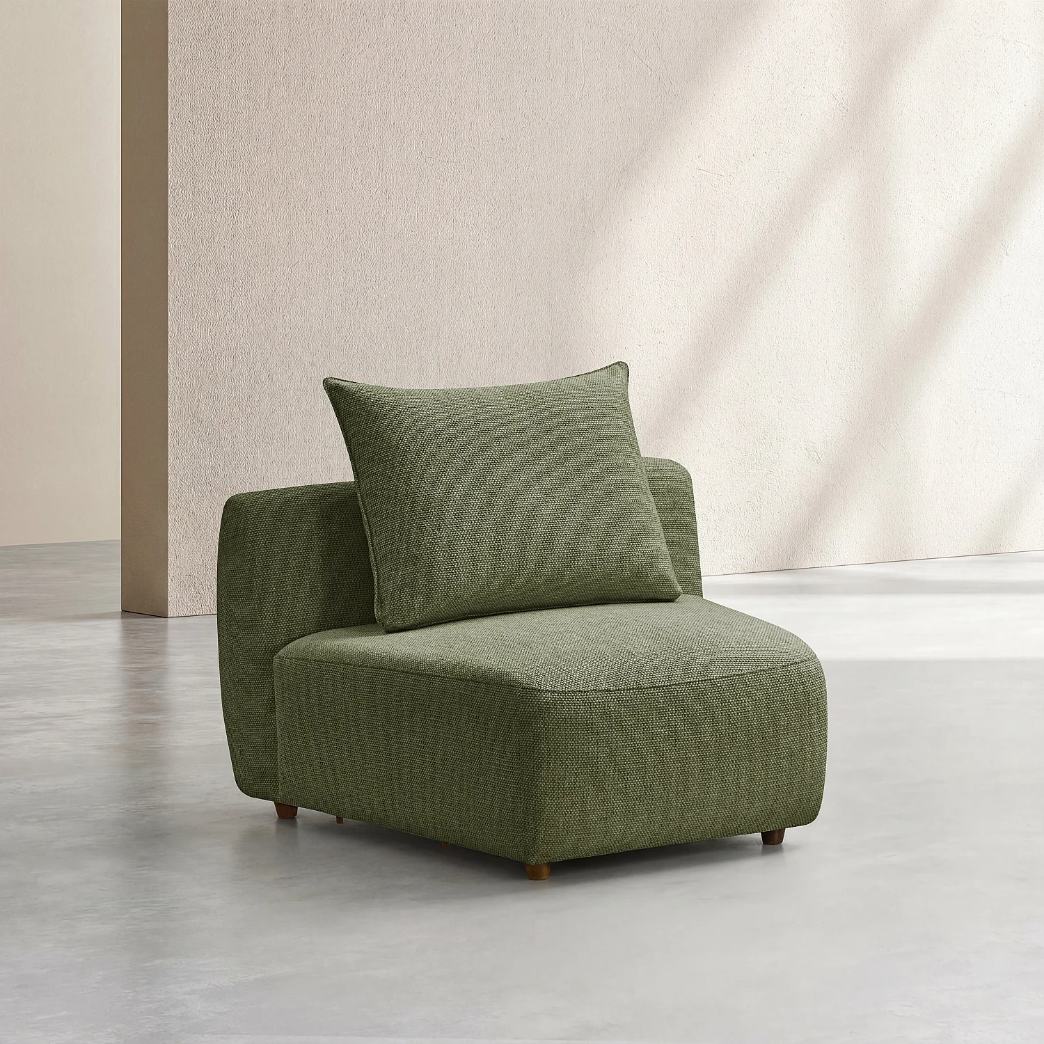 Fauteuil van stof met verenvulling - Kakigroen - 2