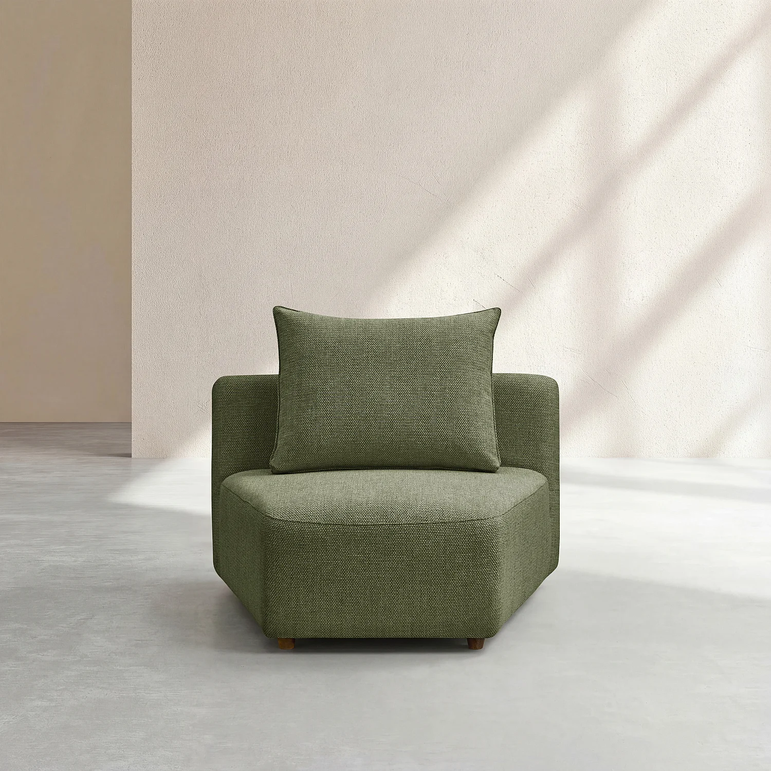 Fauteuil van stof met verenvulling - Kakigroen - 1