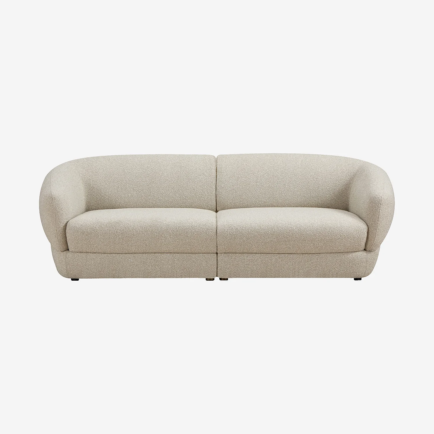Canapé 3 places en tissu bouclette courte - Beige - 1