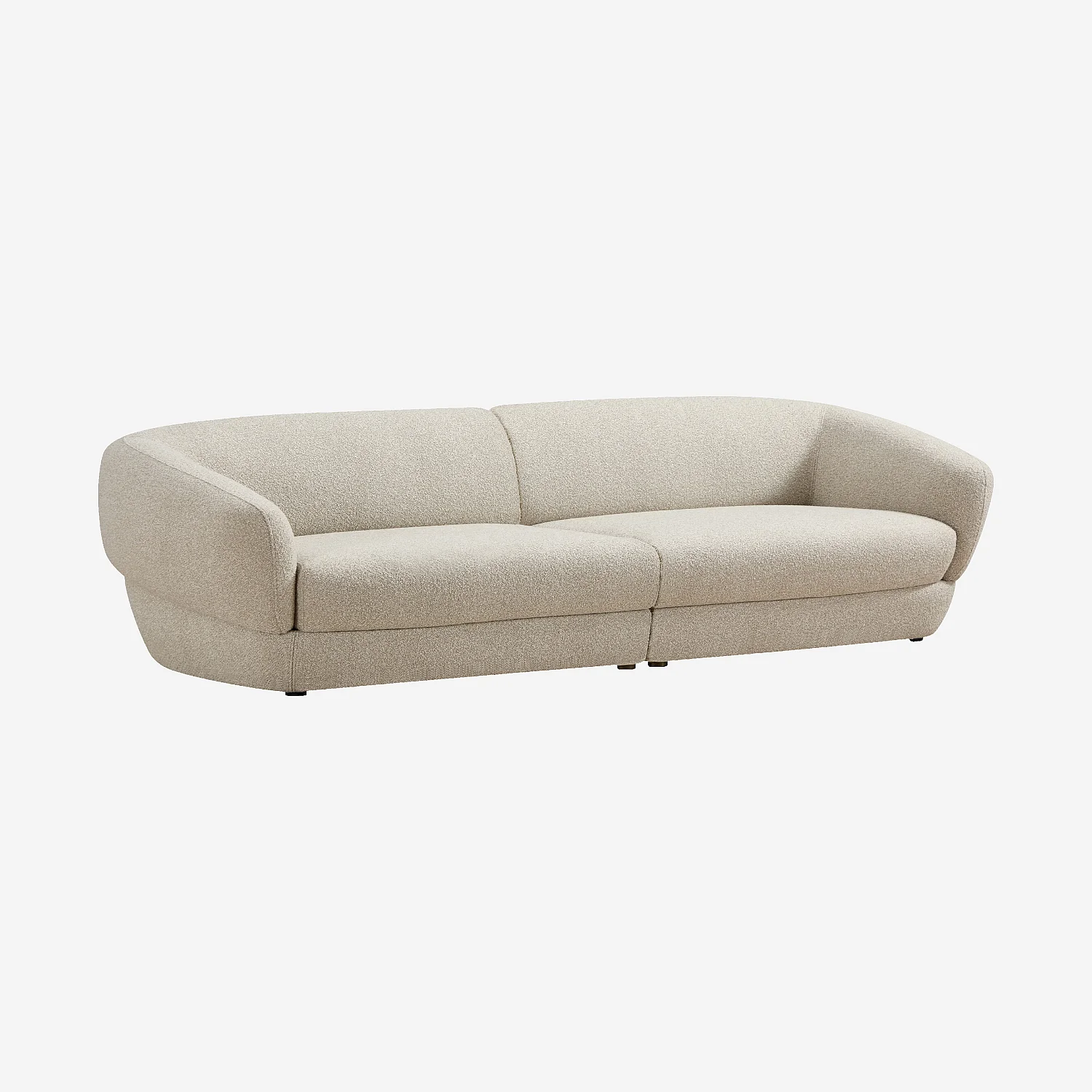 Canapé 4 places en tissu bouclette courte - Beige - 2