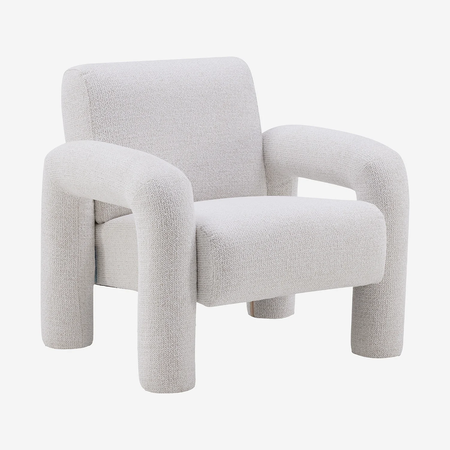 Fauteuil design en tissu texturé - Crème - 6
