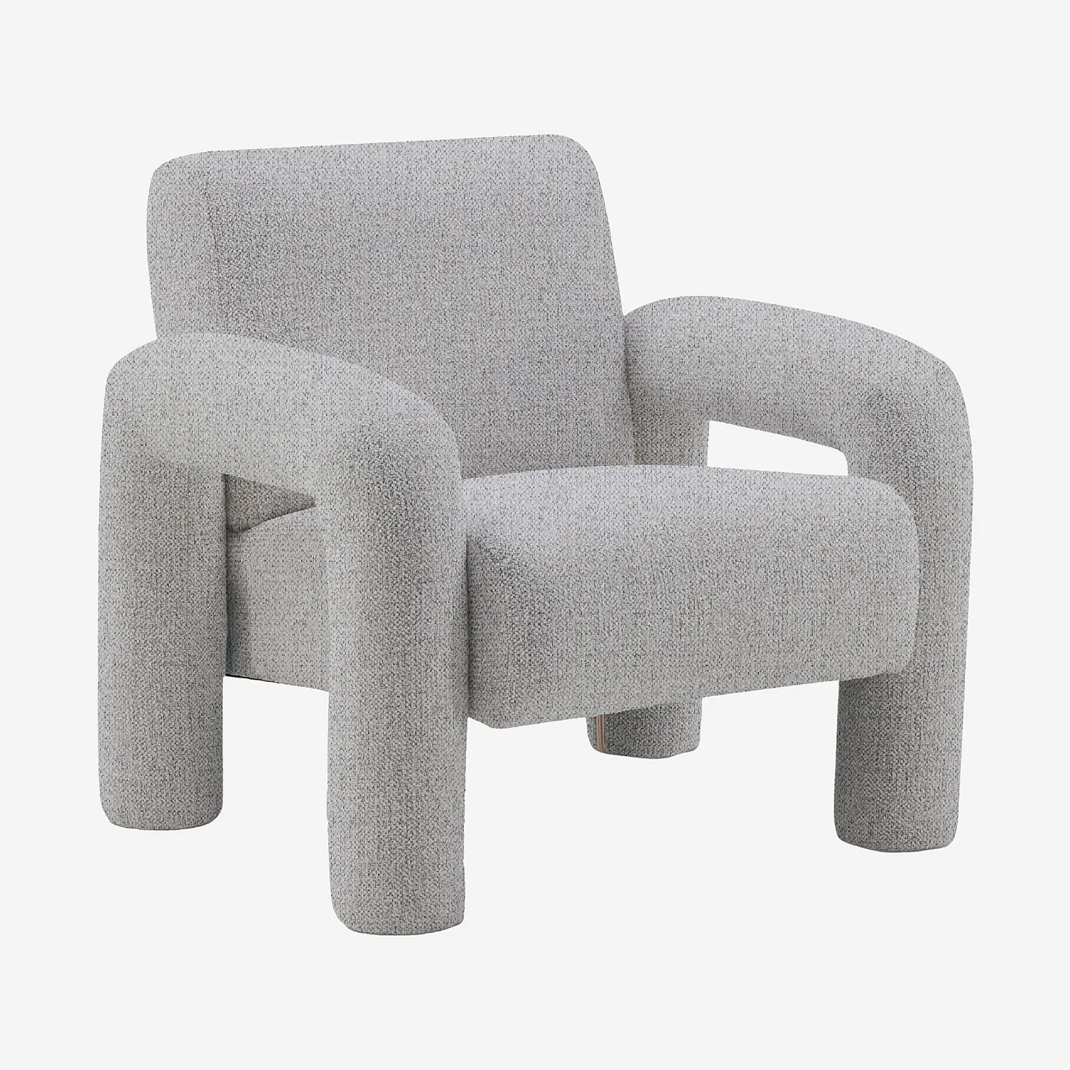 Fauteuil design en tissu texturé - Gris chiné - 4