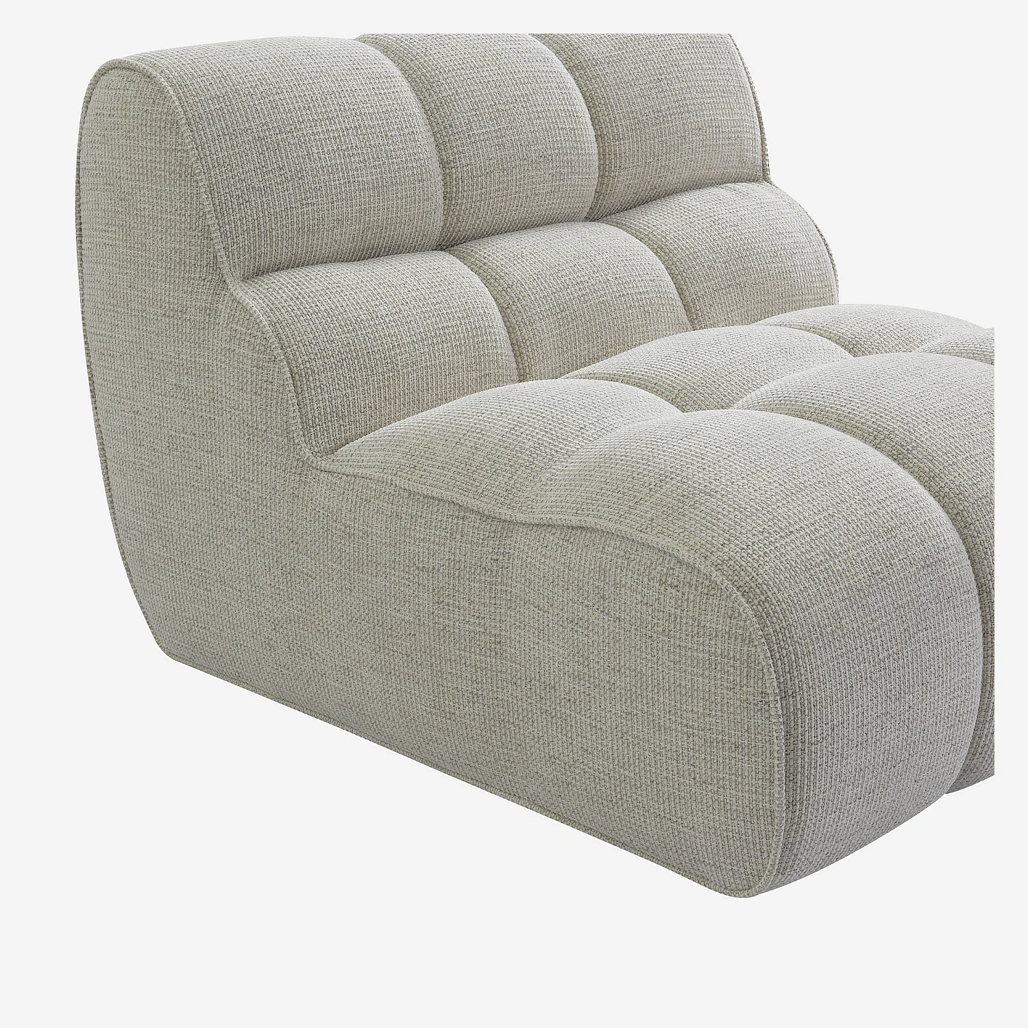 Chauffeuse capitonnée en tissu texturé - Crème - 4