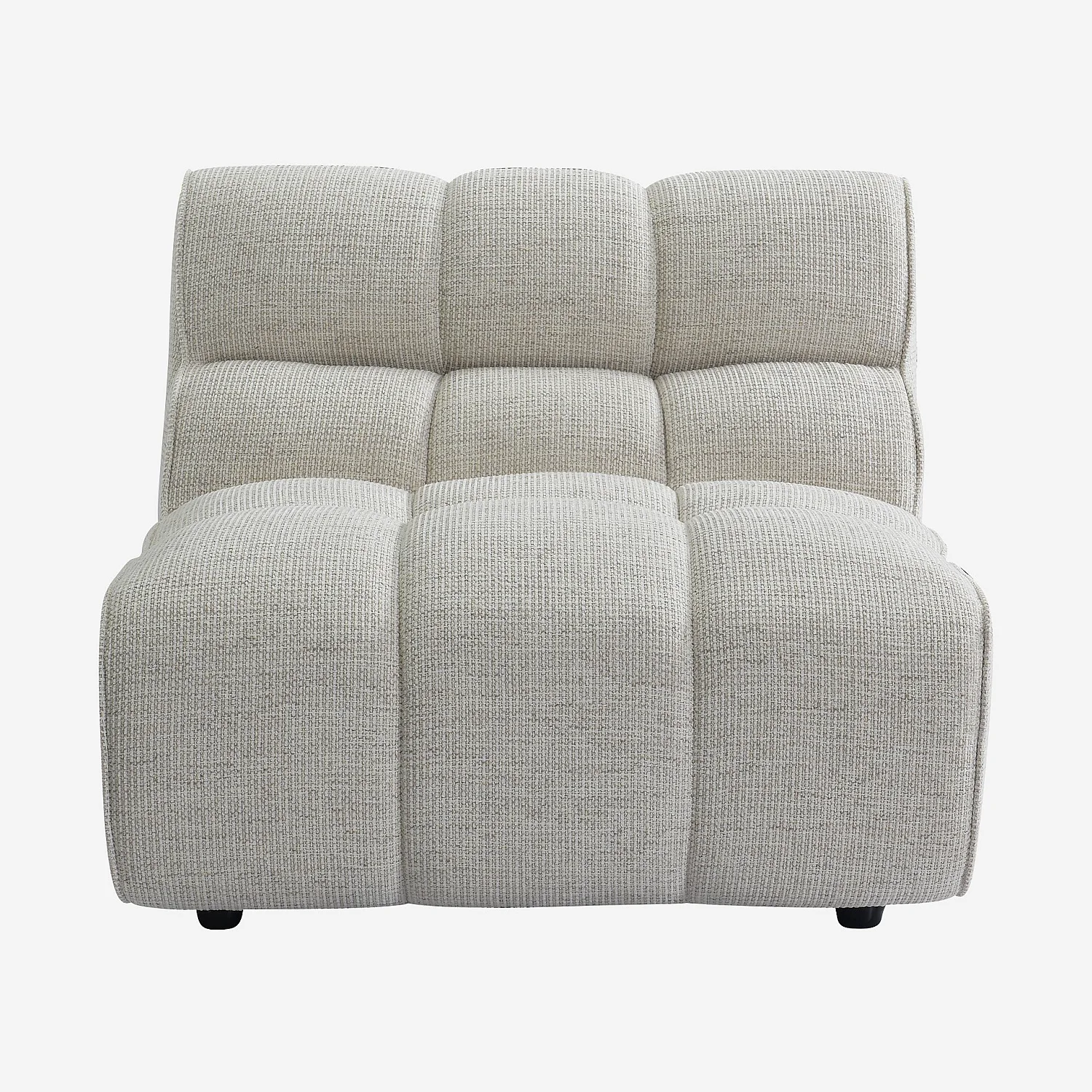 Chauffeuse capitonnée en tissu texturé - Crème - 3