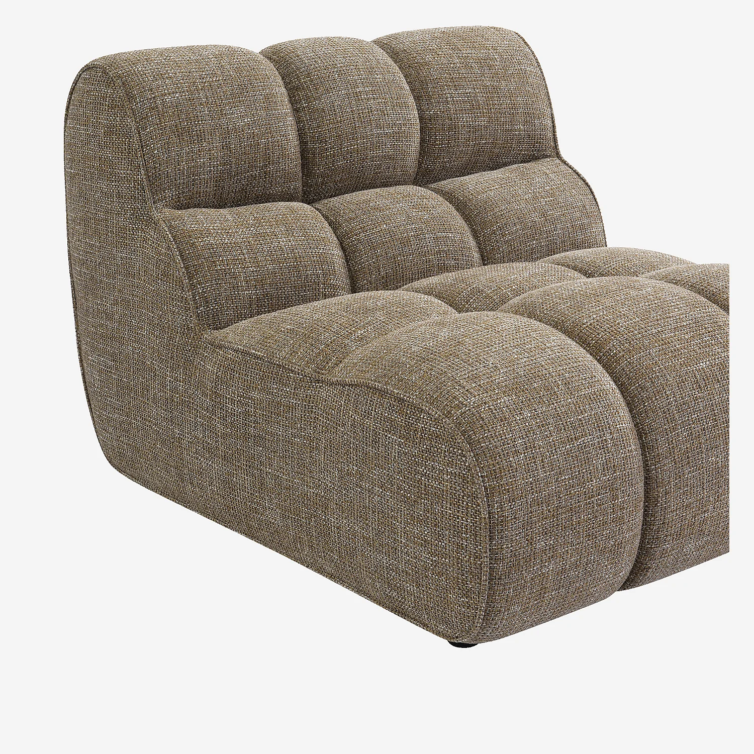 Chauffeuse capitonnée en tissu texturé - Marron glacé - 4