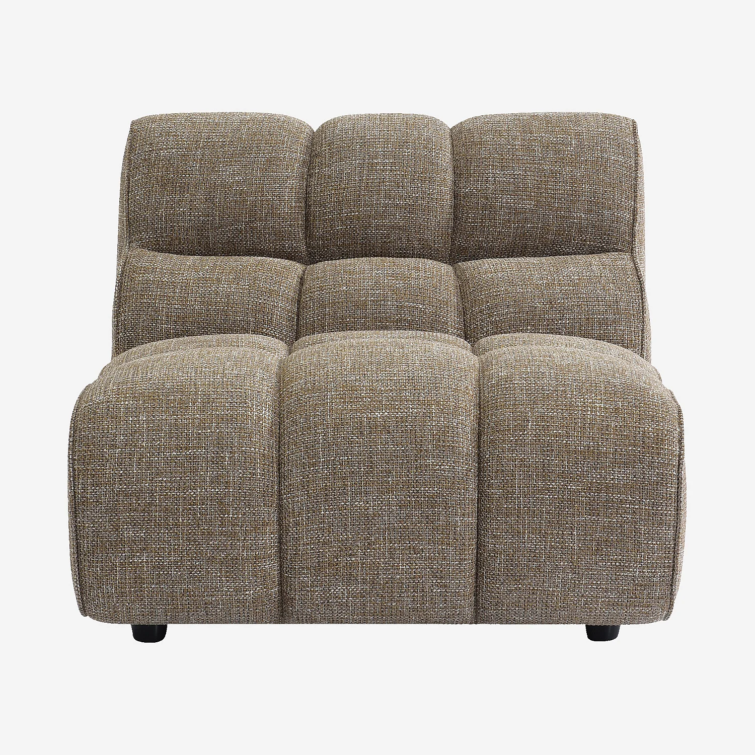 Chauffeuse capitonnée en tissu texturé - Marron glacé - 3